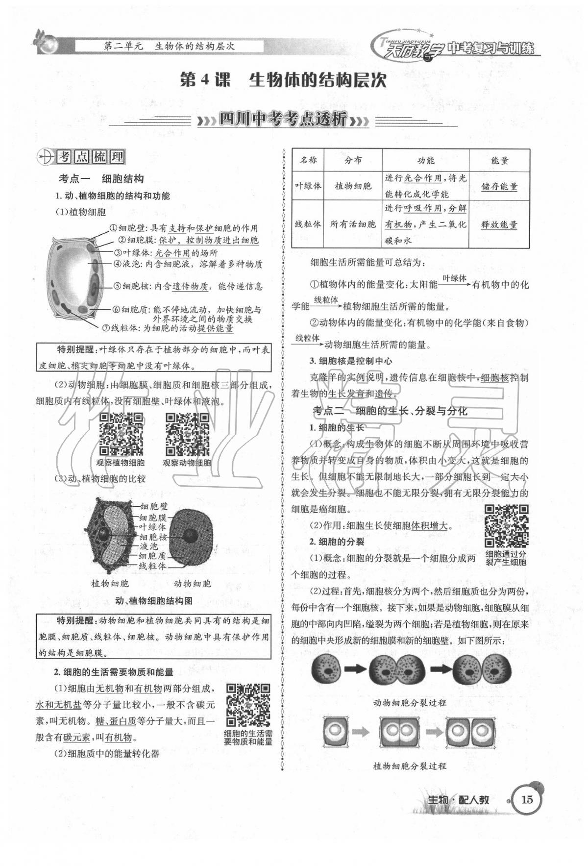 2020年天府教與學(xué)四川中考復(fù)習(xí)與訓(xùn)練生物人教版 第21頁