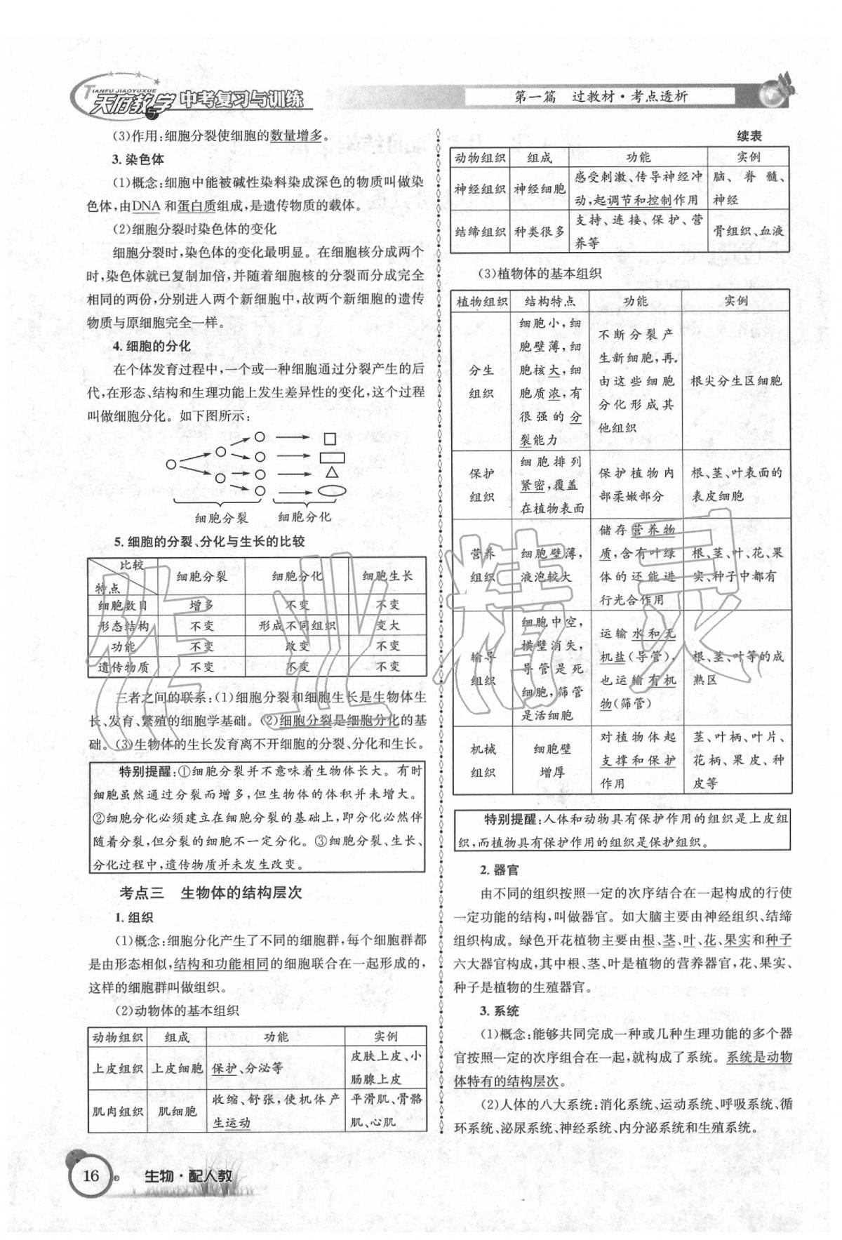 2020年天府教与学四川中考复习与训练生物人教版 第22页