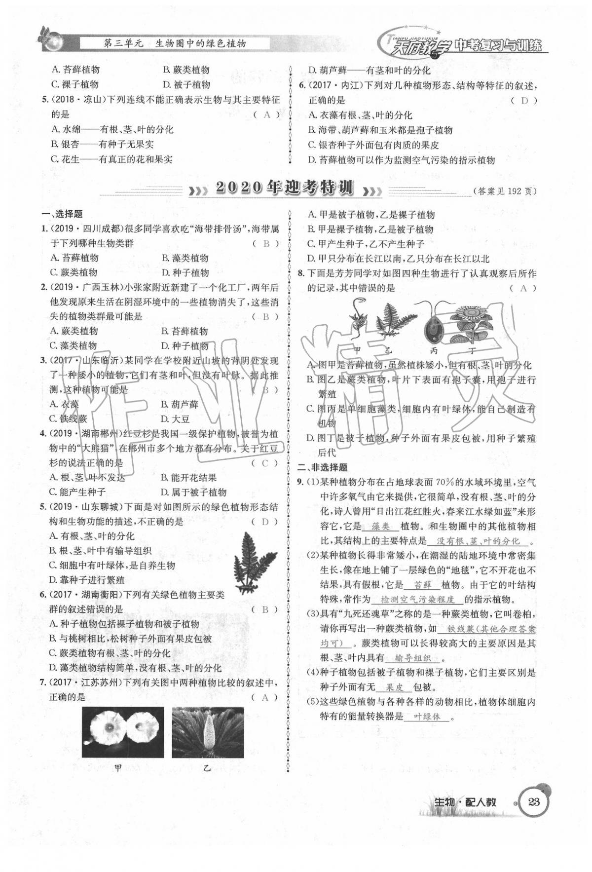 2020年天府教與學(xué)四川中考復(fù)習(xí)與訓(xùn)練生物人教版 第29頁(yè)