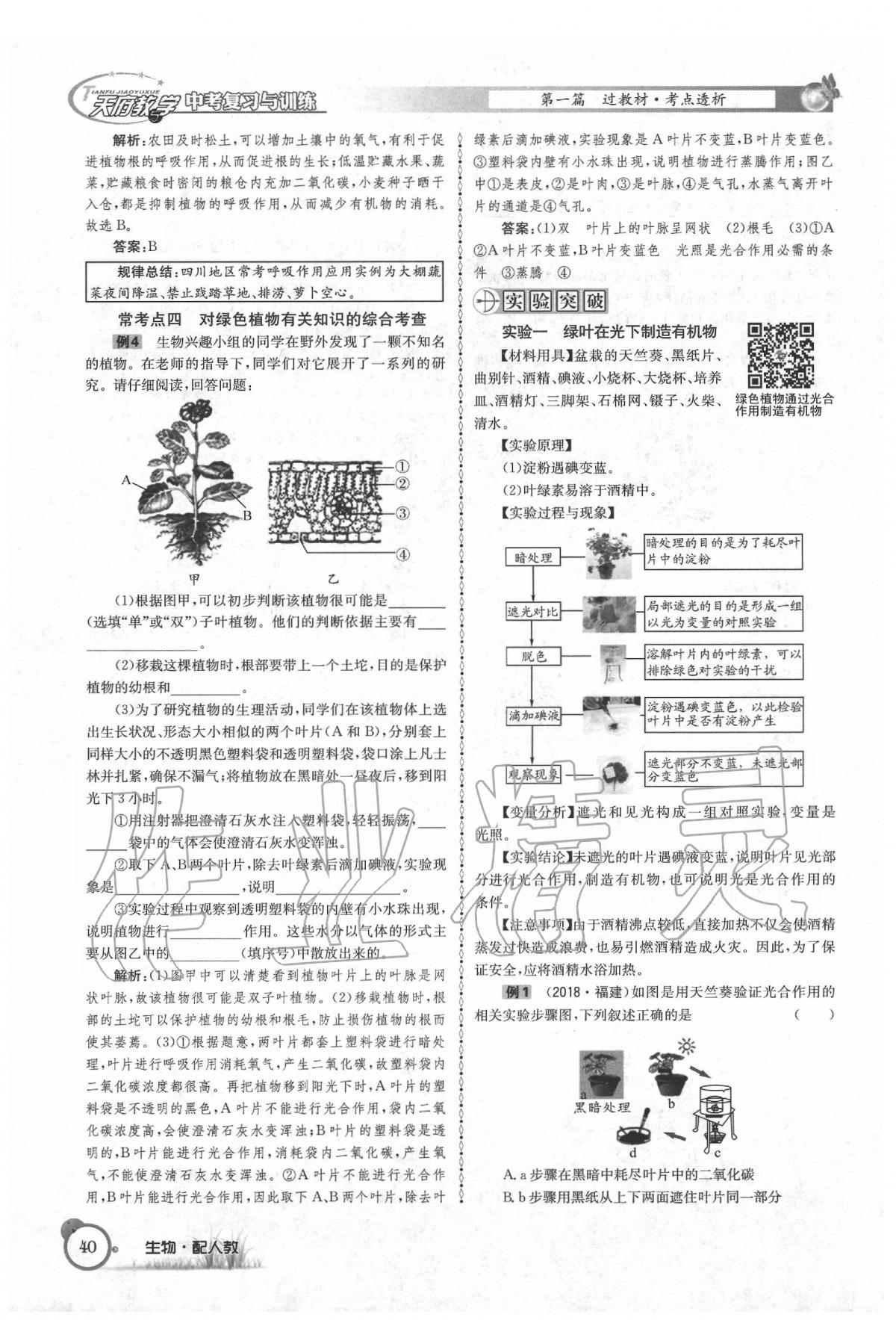 2020年天府教与学四川中考复习与训练生物人教版 第46页