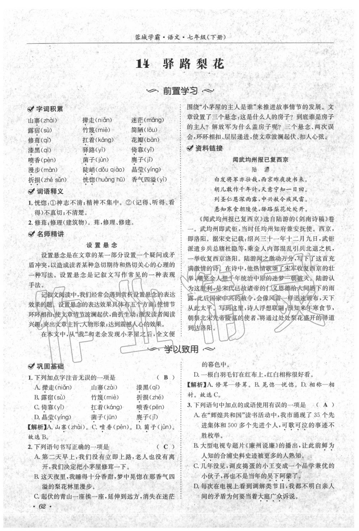 2020年蓉城學(xué)霸七年級(jí)語(yǔ)文下冊(cè)人教版 第64頁(yè)