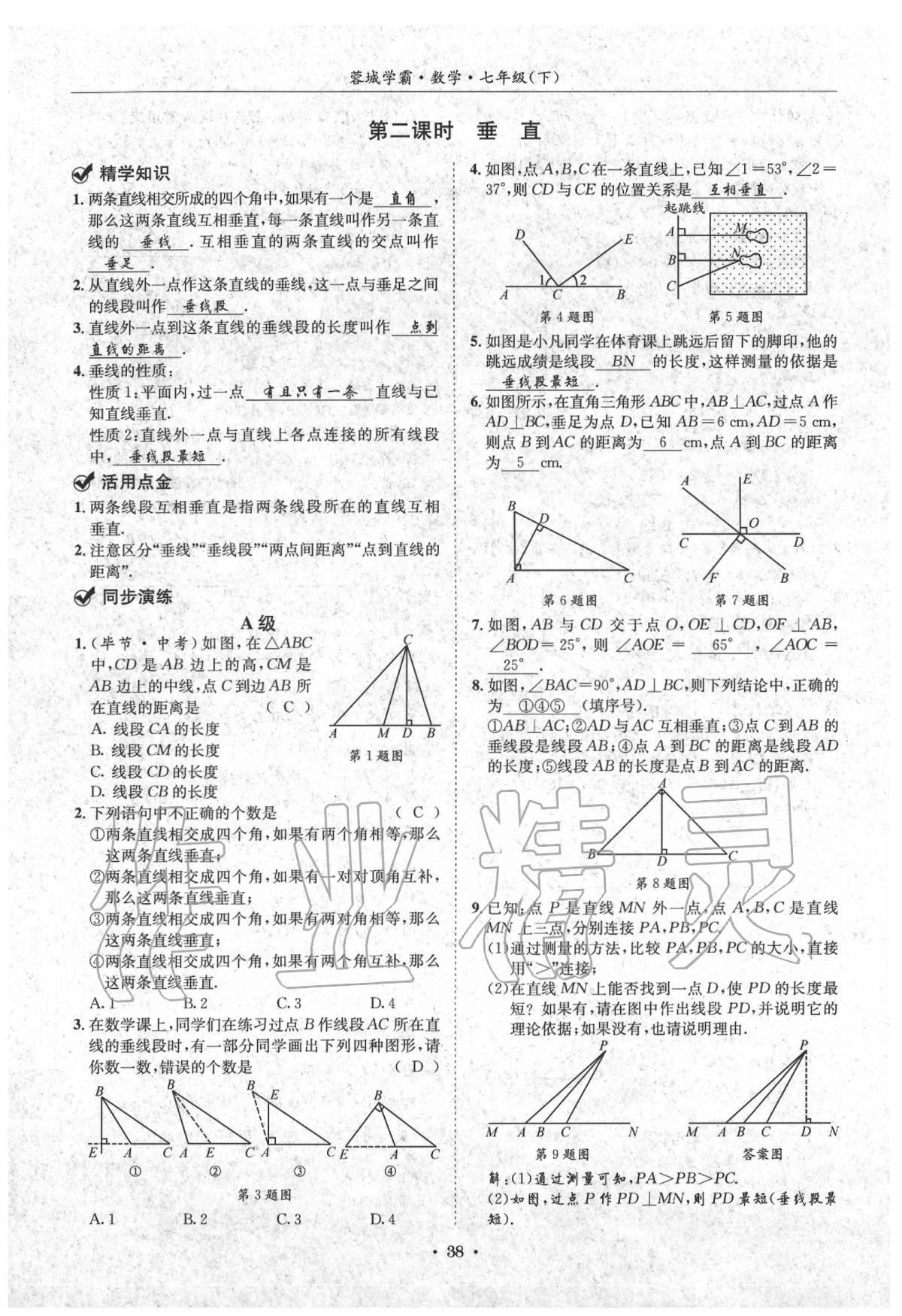 2020蓉城學(xué)霸七年級數(shù)學(xué)下冊北師大版 第38頁