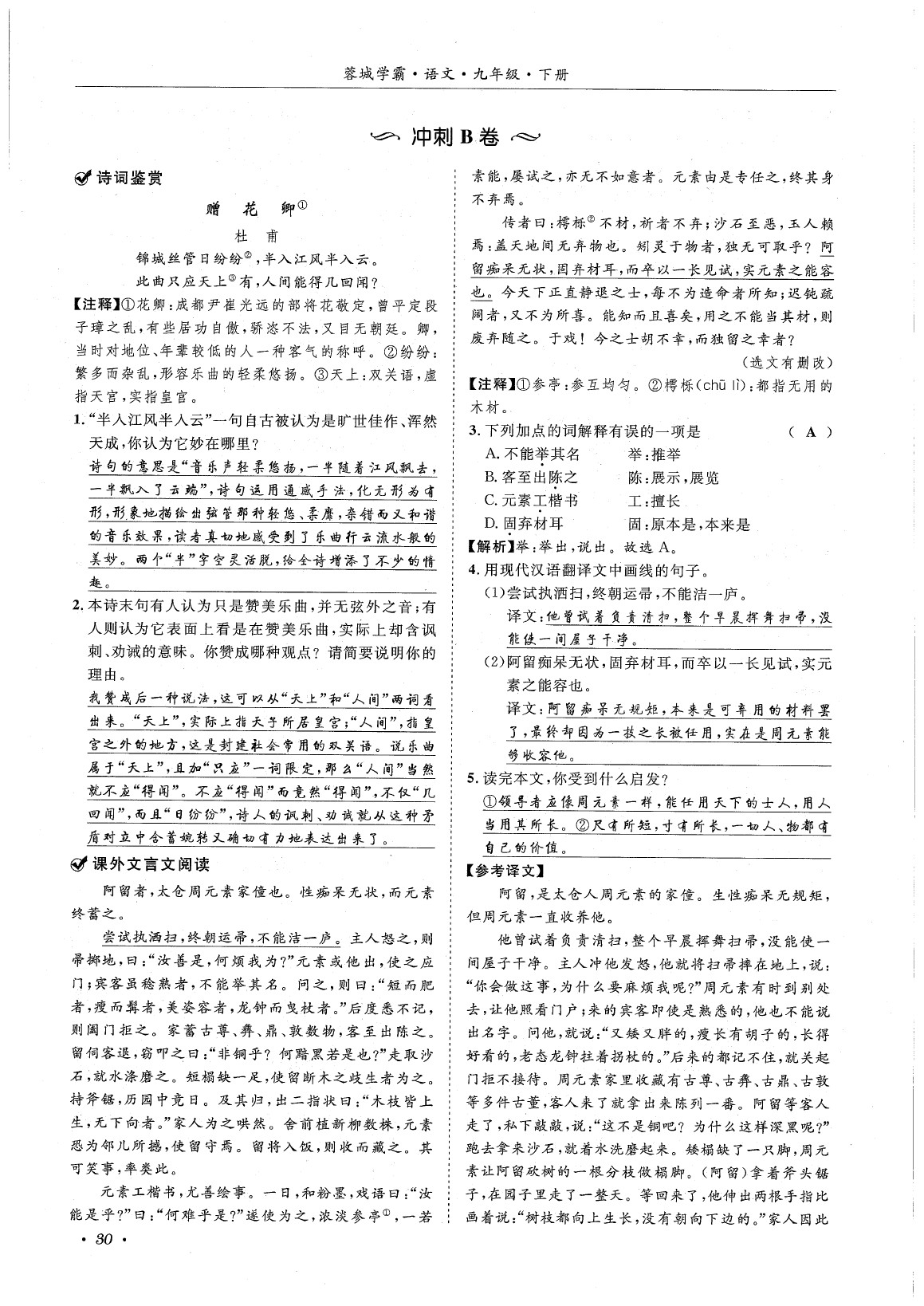 2020年蓉城学霸九年级语文下册统编版 第34页