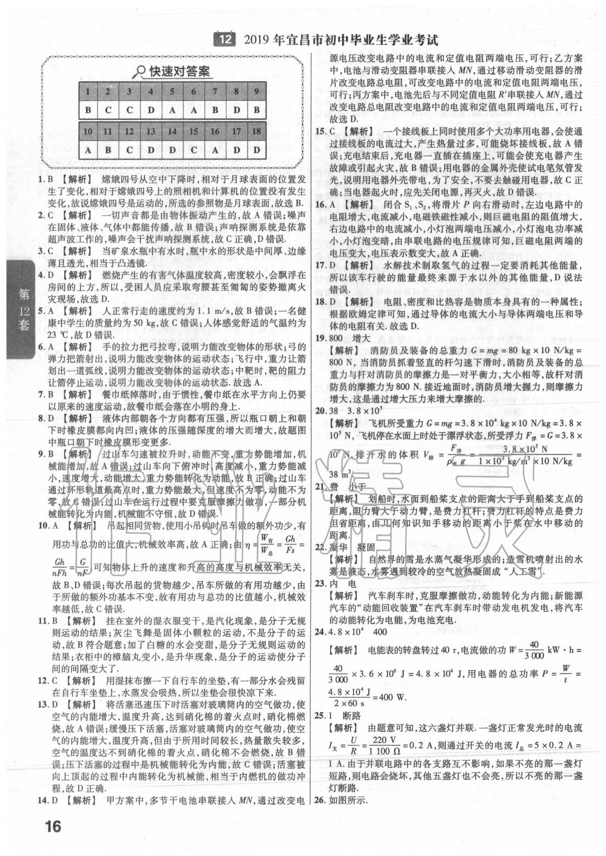 2020年金考卷湖北中考45套匯編物理 第16頁