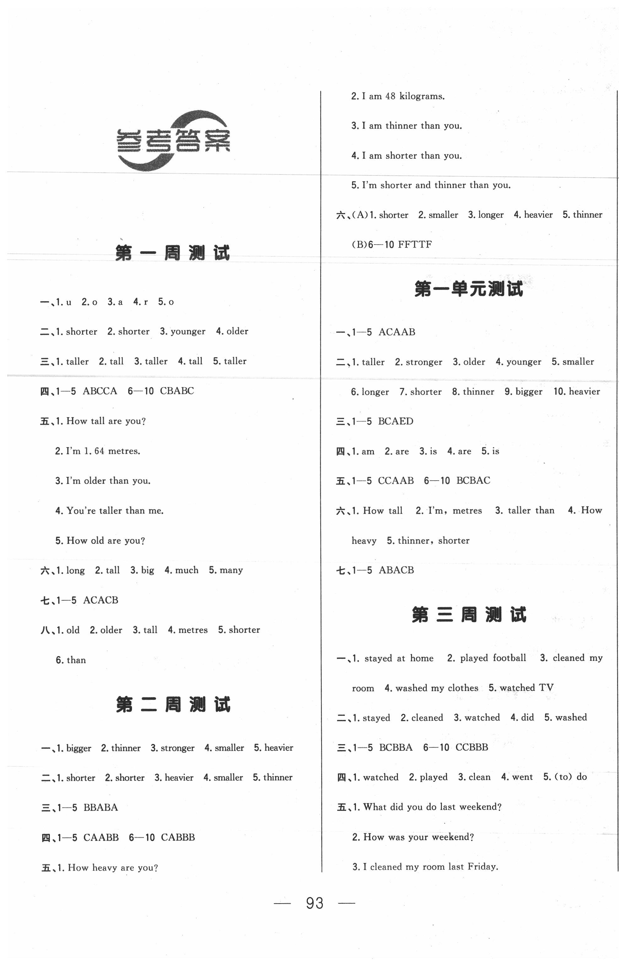 2020年悅?cè)缓脤W(xué)生周周測六年級(jí)英語下冊(cè)人教PEP版 第1頁