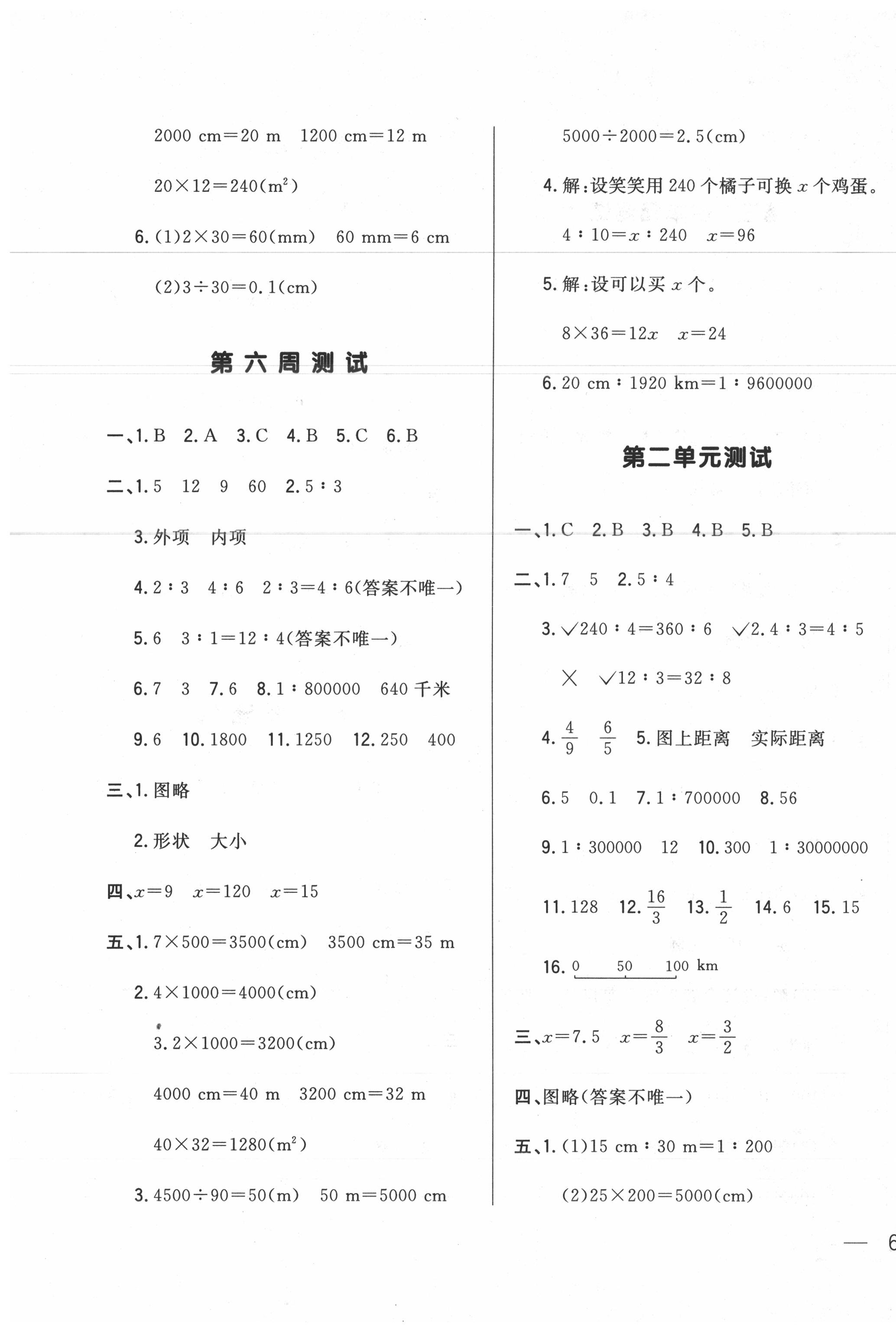 2020年悅?cè)缓脤W(xué)生周周測六年級數(shù)學(xué)下冊北師大版 第5頁