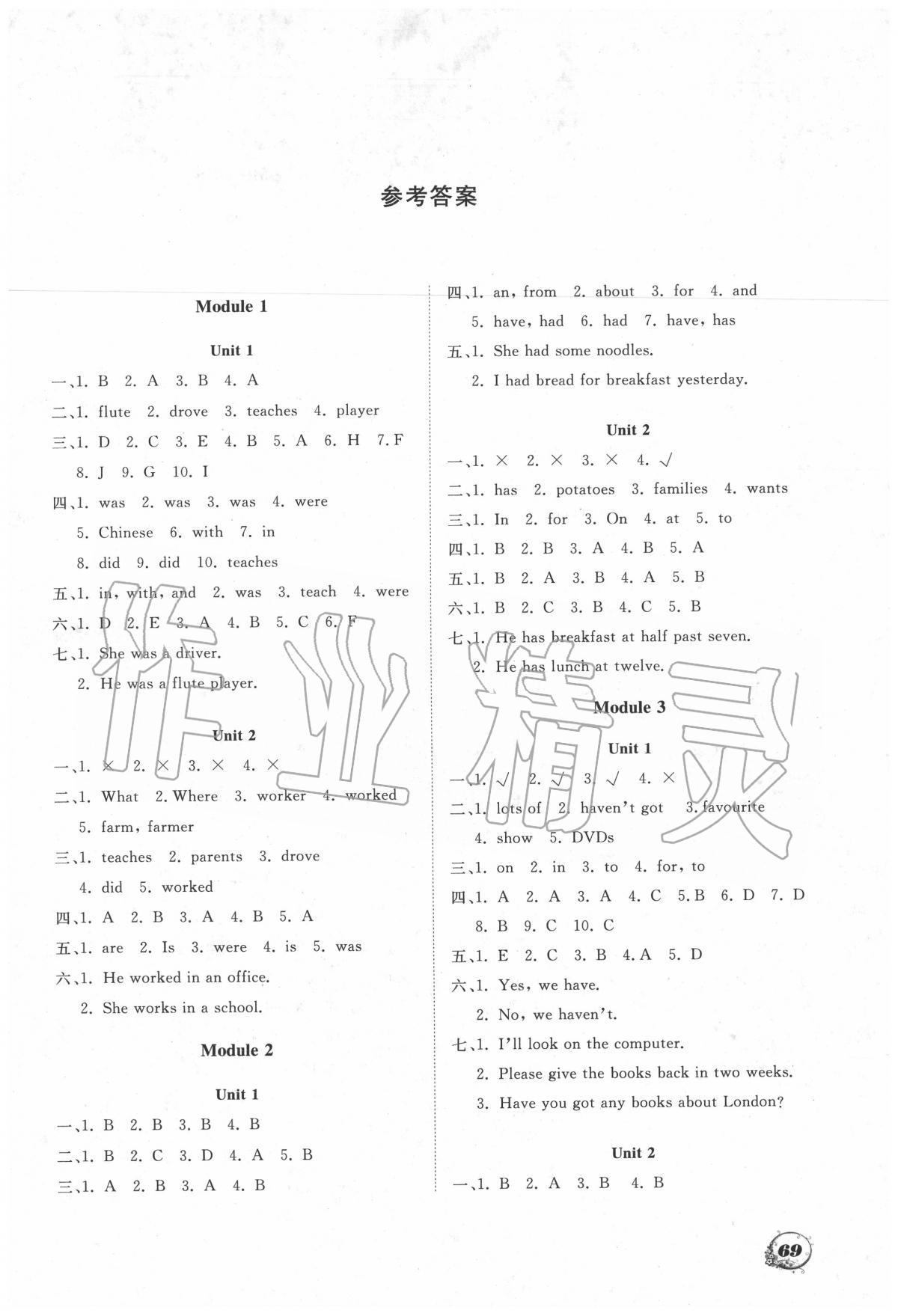 2020年學案五年級英語下冊外研版一起大連理工大學出版社 第1頁