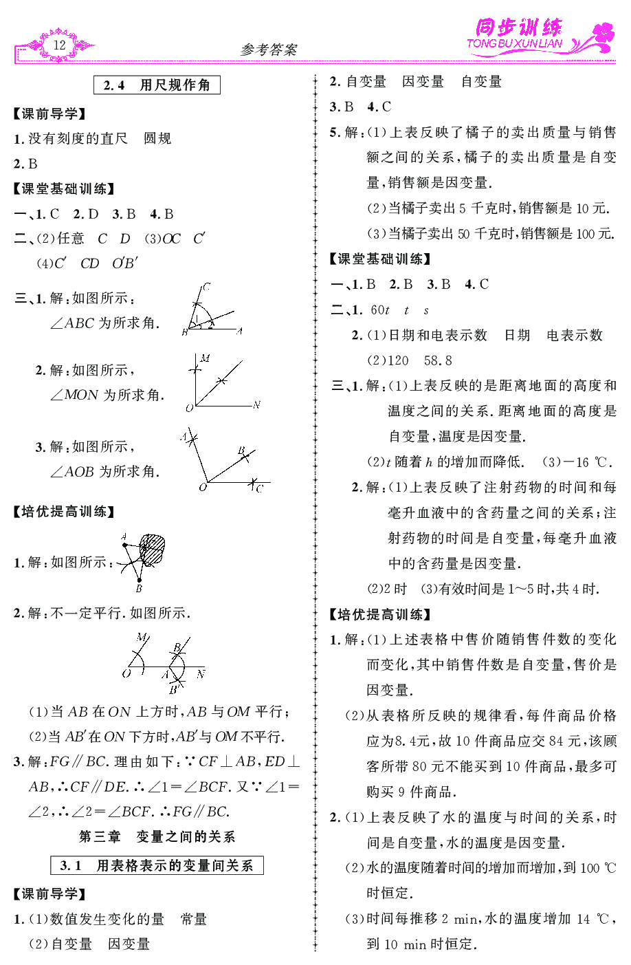 2020年同步訓(xùn)練創(chuàng)新作業(yè)七年級(jí)數(shù)學(xué)下冊(cè) 第12頁(yè)