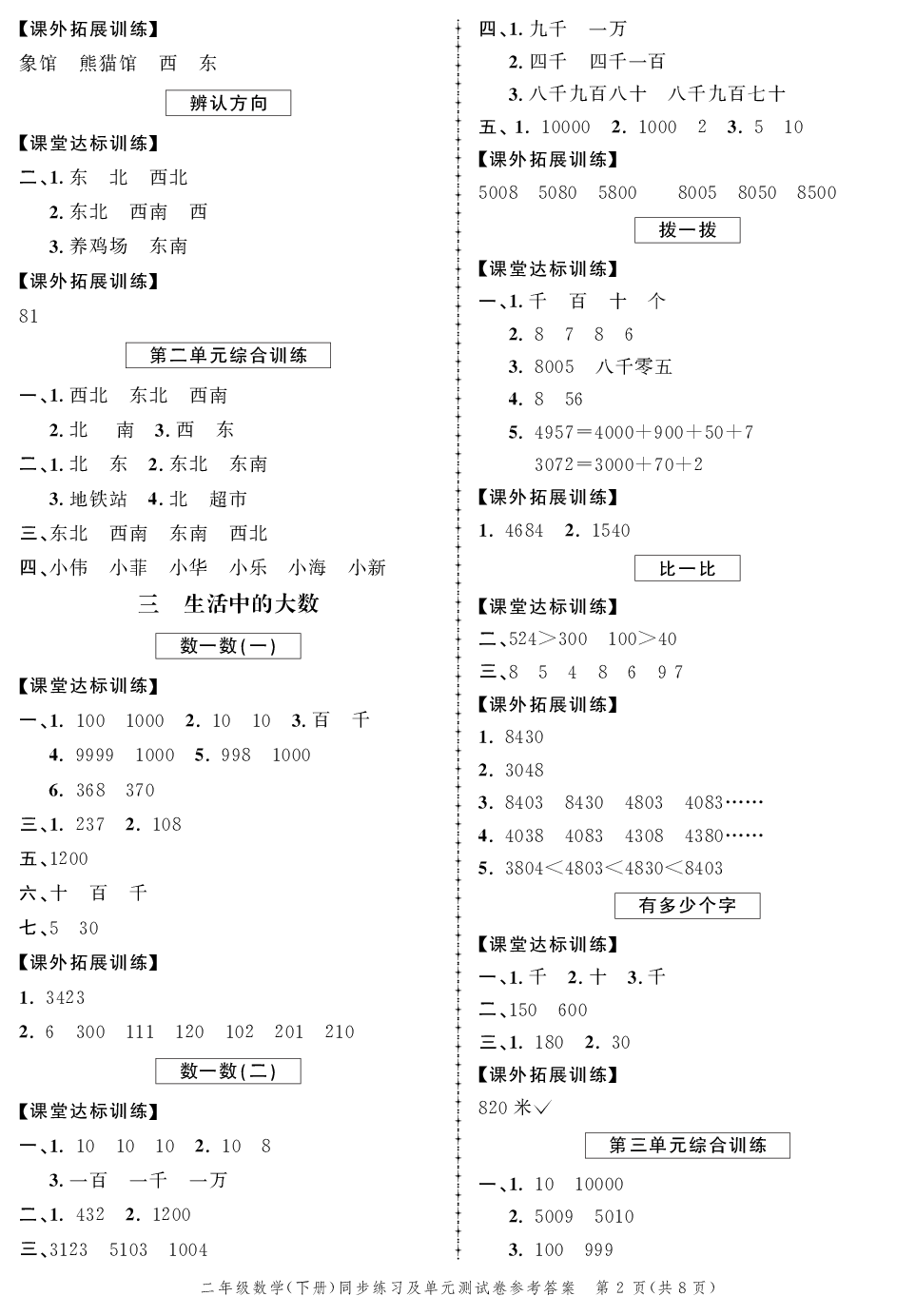 2020年同步練習(xí)創(chuàng)新作業(yè)二年級數(shù)學(xué)下冊北師大版 第2頁