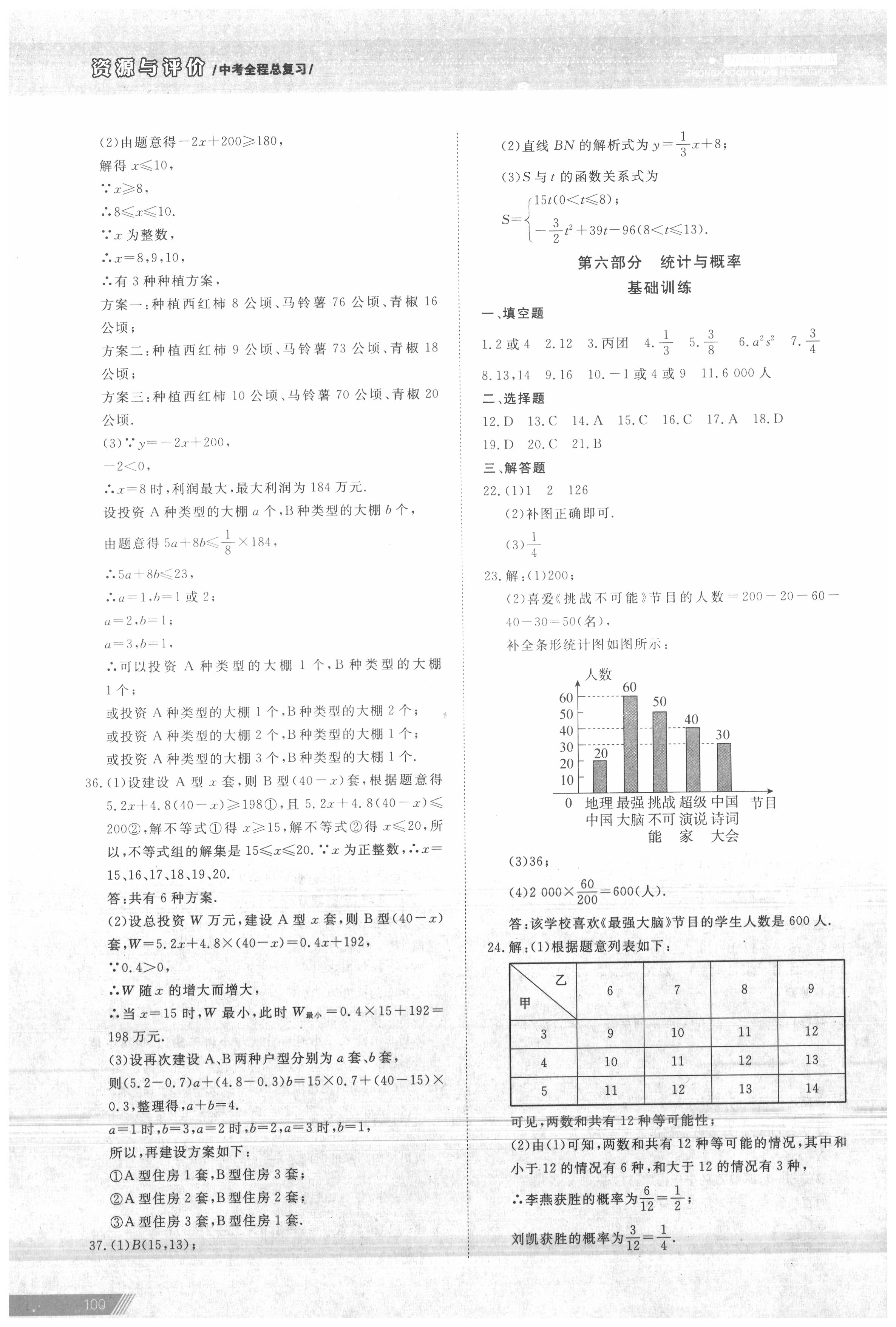 2020年資源與評(píng)價(jià)中考全程總復(fù)習(xí)數(shù)學(xué) 參考答案第6頁