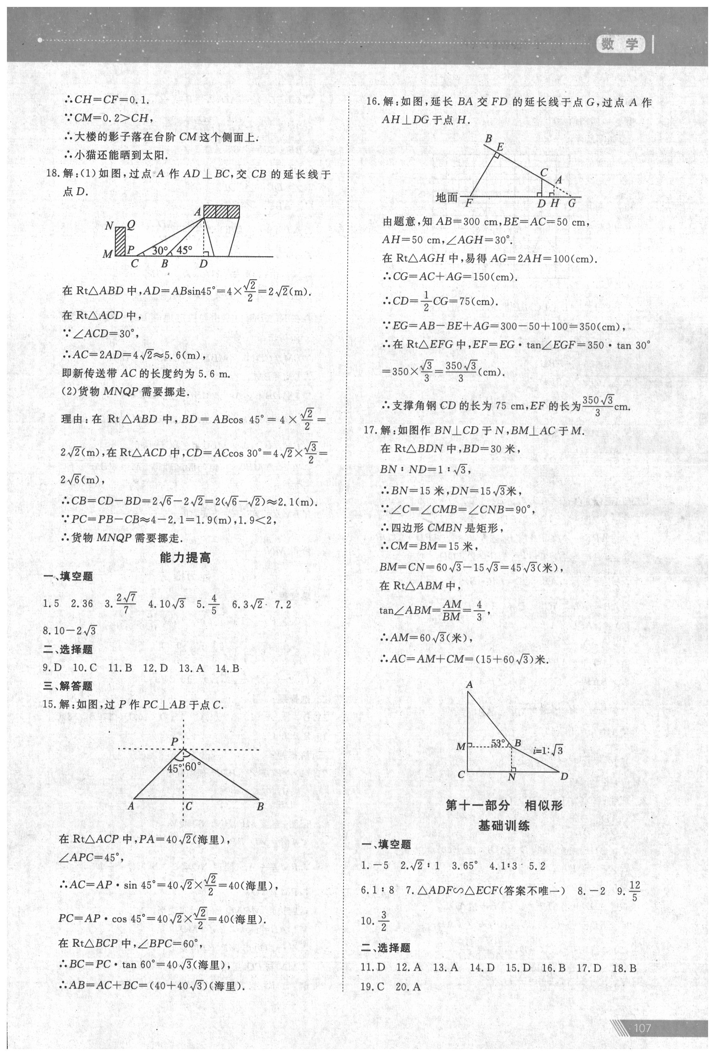 2020年資源與評價中考全程總復習數(shù)學 參考答案第13頁