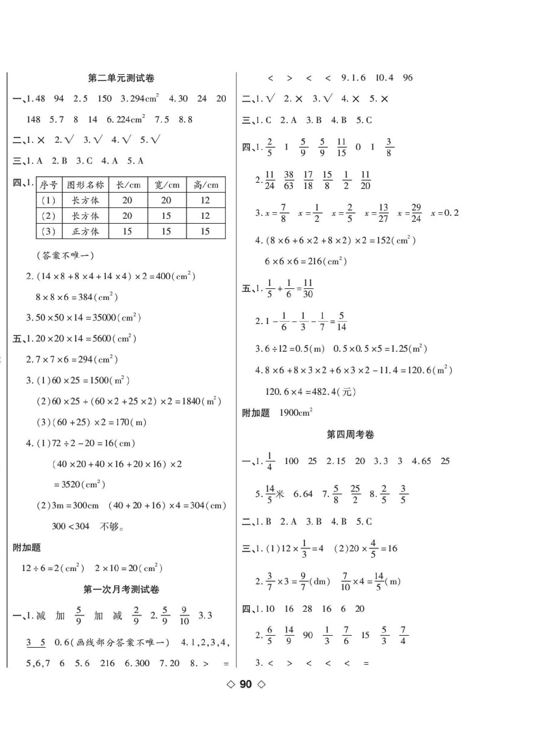 2020年考易百分百周末提优训练五年级数学下册北师大版 第2页