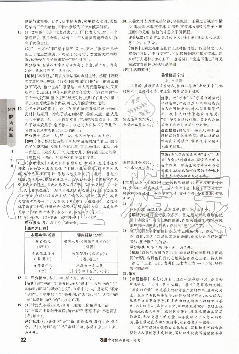 2020年萬(wàn)唯中考陜西真題語(yǔ)文 第32頁(yè)