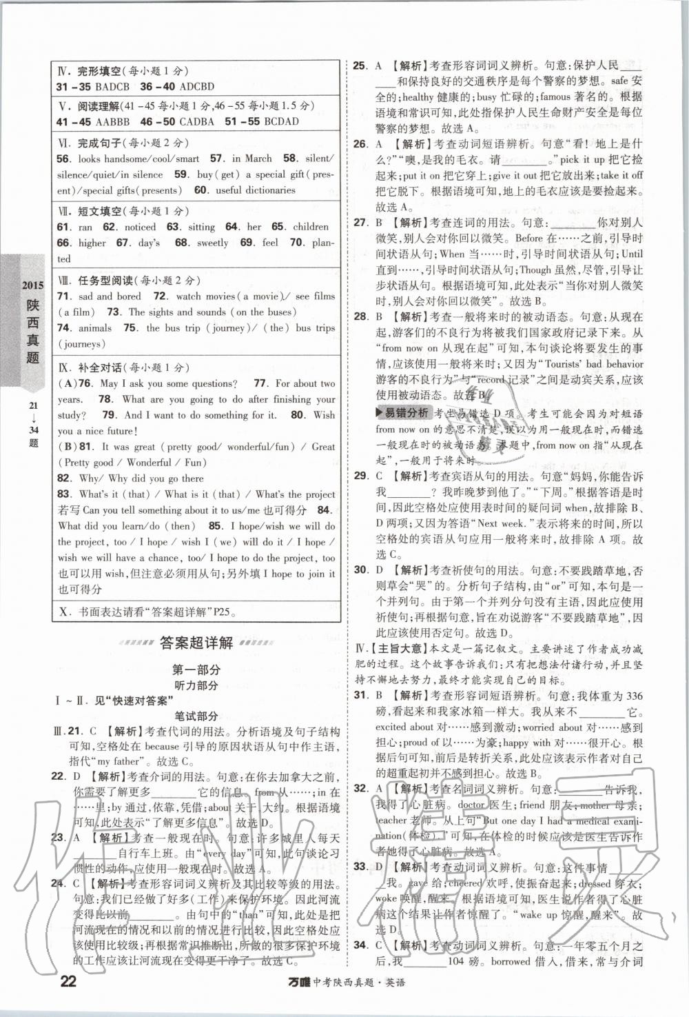 2020年萬唯中考陜西真題英語 第22頁