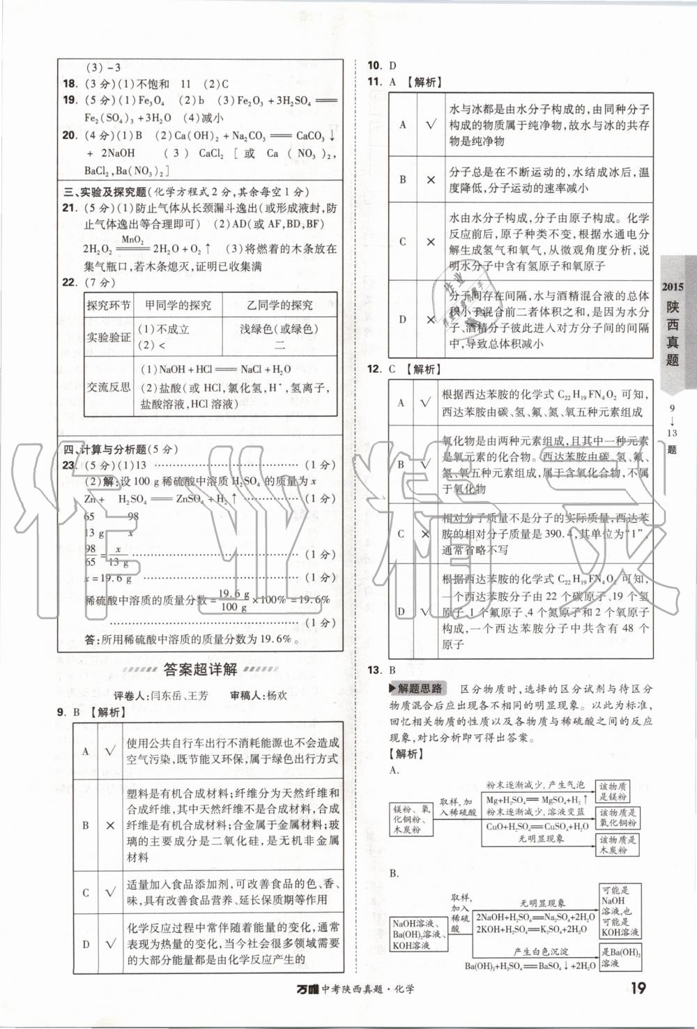 2020年萬唯中考陜西真題化學(xué) 第19頁