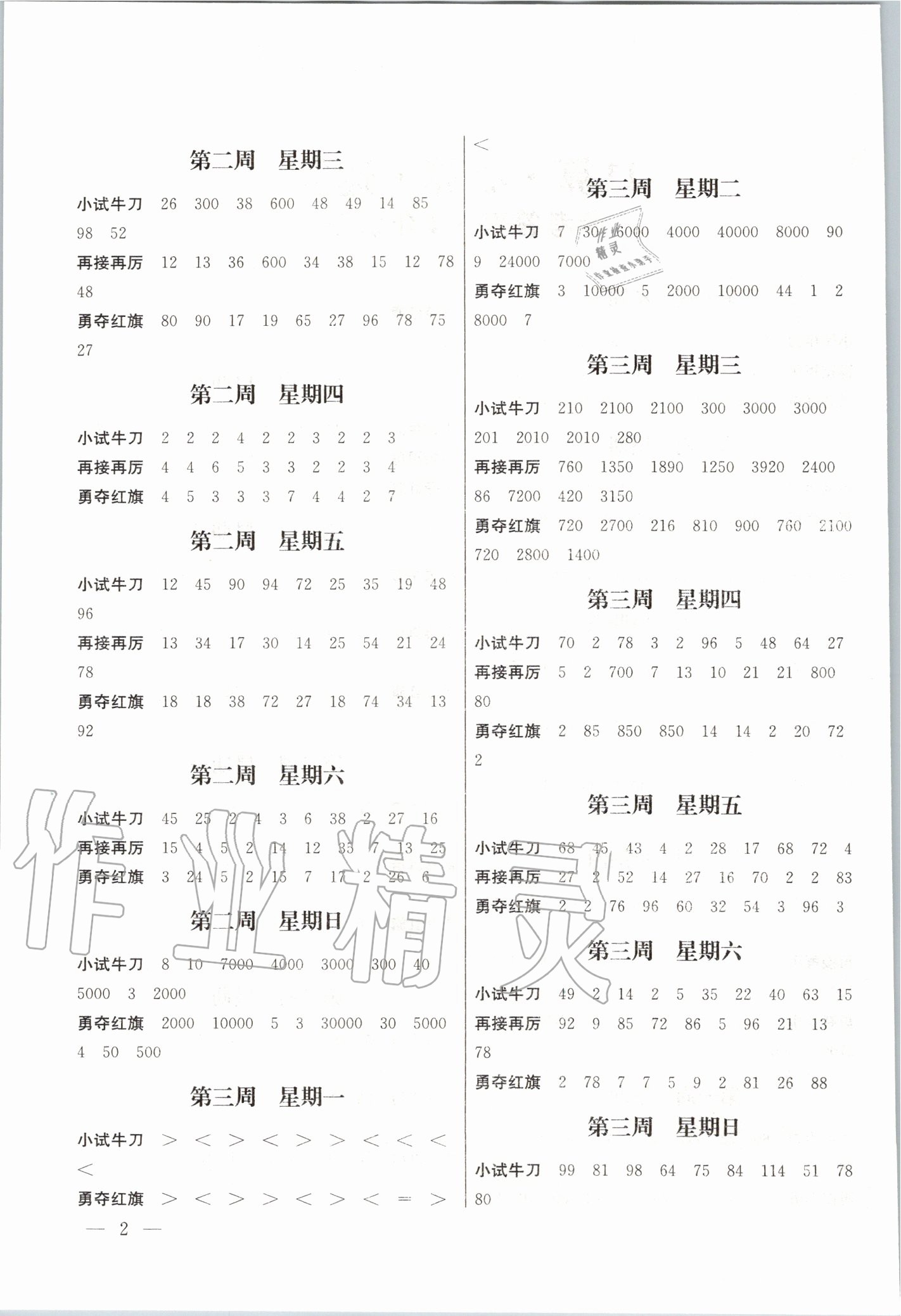 2020年口算心算速算四年級下冊江蘇鳳凰美術(shù)出版社 第2頁