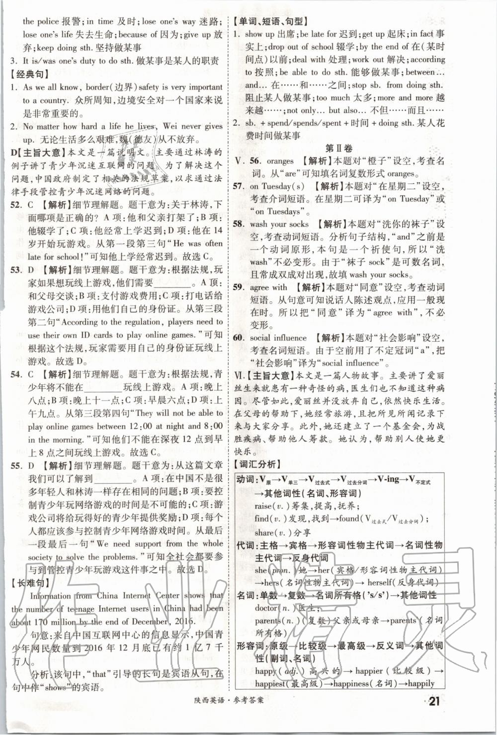 2020年一戰(zhàn)成名中考真題與拓展訓(xùn)練英語(yǔ)陜西專版 參考答案第21頁(yè)