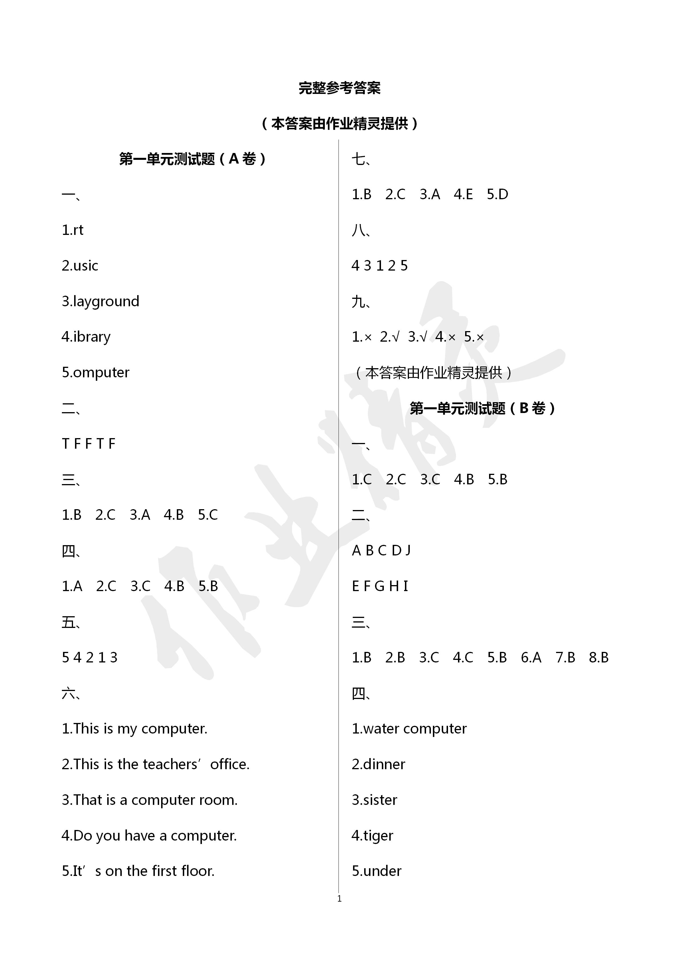 2020年單元自測(cè)試卷四年級(jí)英語(yǔ)下學(xué)期人教版 第1頁(yè)