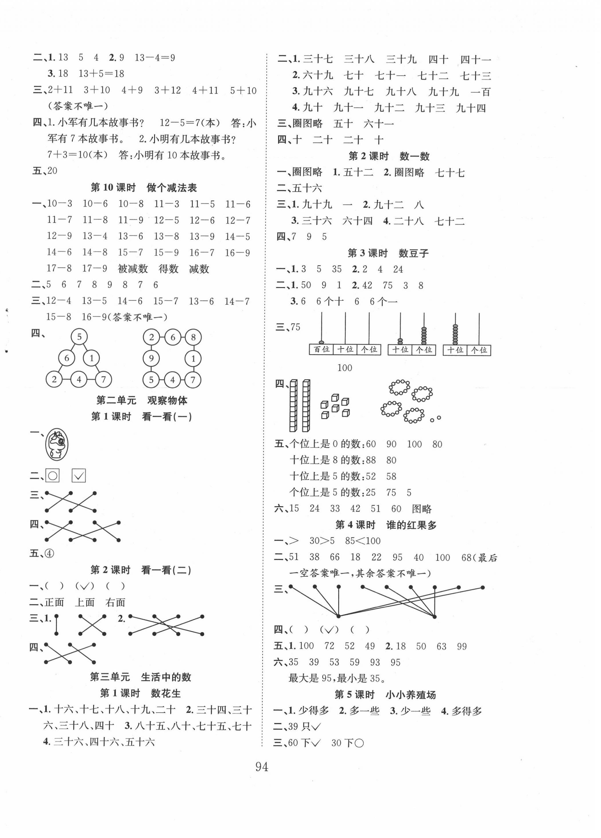 2020年新經(jīng)典練與測(cè)一年級(jí)數(shù)學(xué)下冊(cè)北師大版 第2頁(yè)