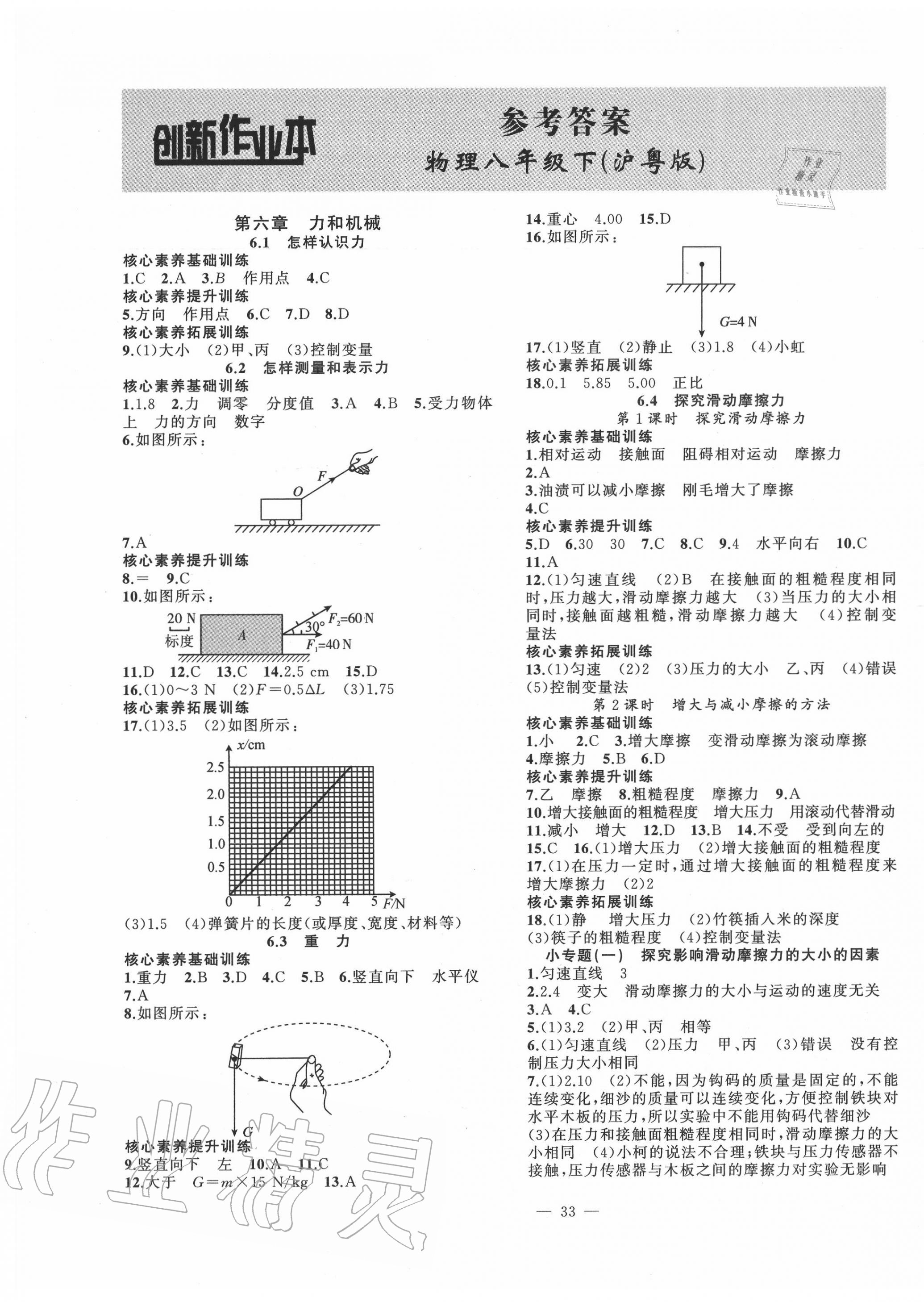 2020年創(chuàng)新課堂創(chuàng)新作業(yè)本八年級(jí)物理下冊(cè)滬粵版 第1頁(yè)