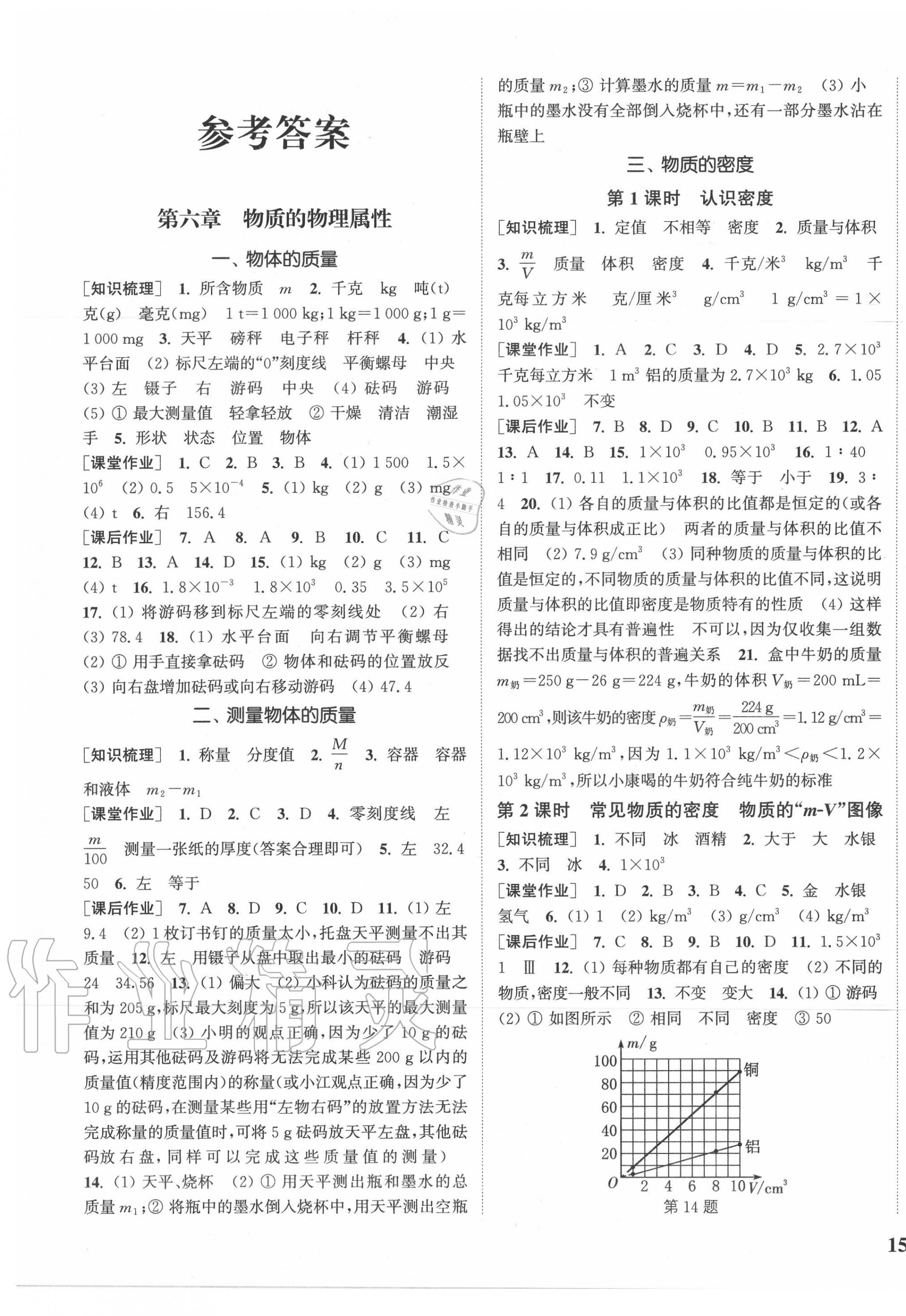 2020年通城學典課時作業(yè)本八年級物理下冊蘇科版陜西專版 參考答案第1頁