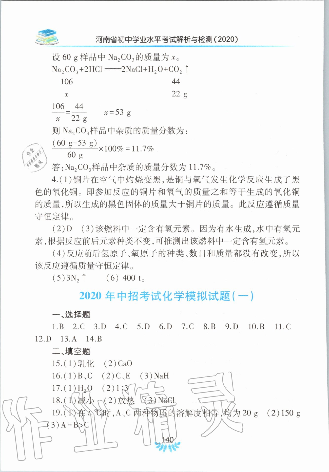 2020年河南省初中學(xué)業(yè)水平考試解析與檢測化學(xué)下冊 第4頁