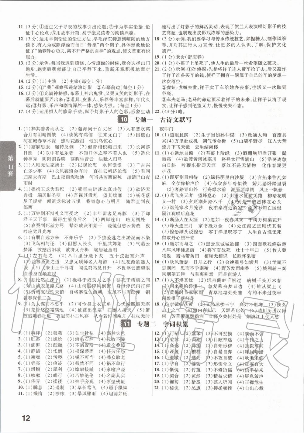 2020年金考卷广东中考45套汇编九语文 第12页