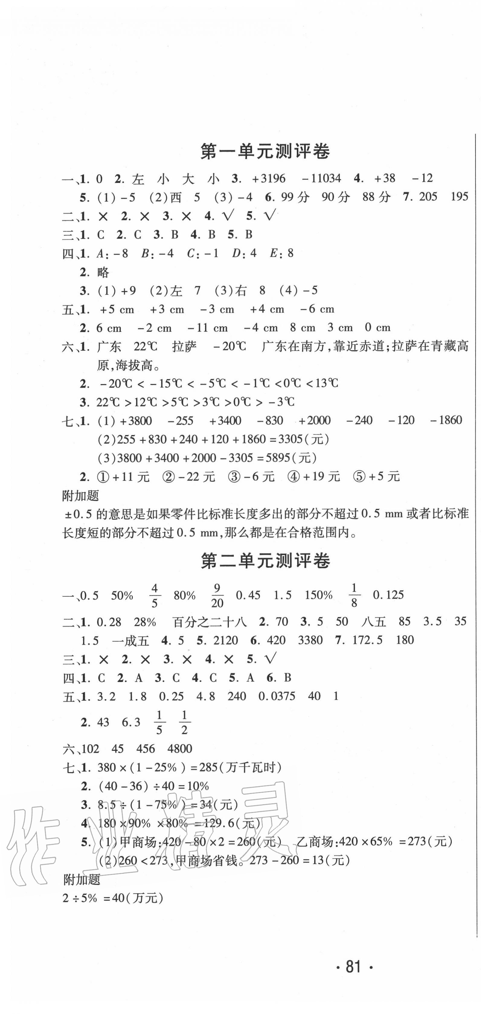 2020年创新考王完全试卷六年级数学下册人教版 第1页