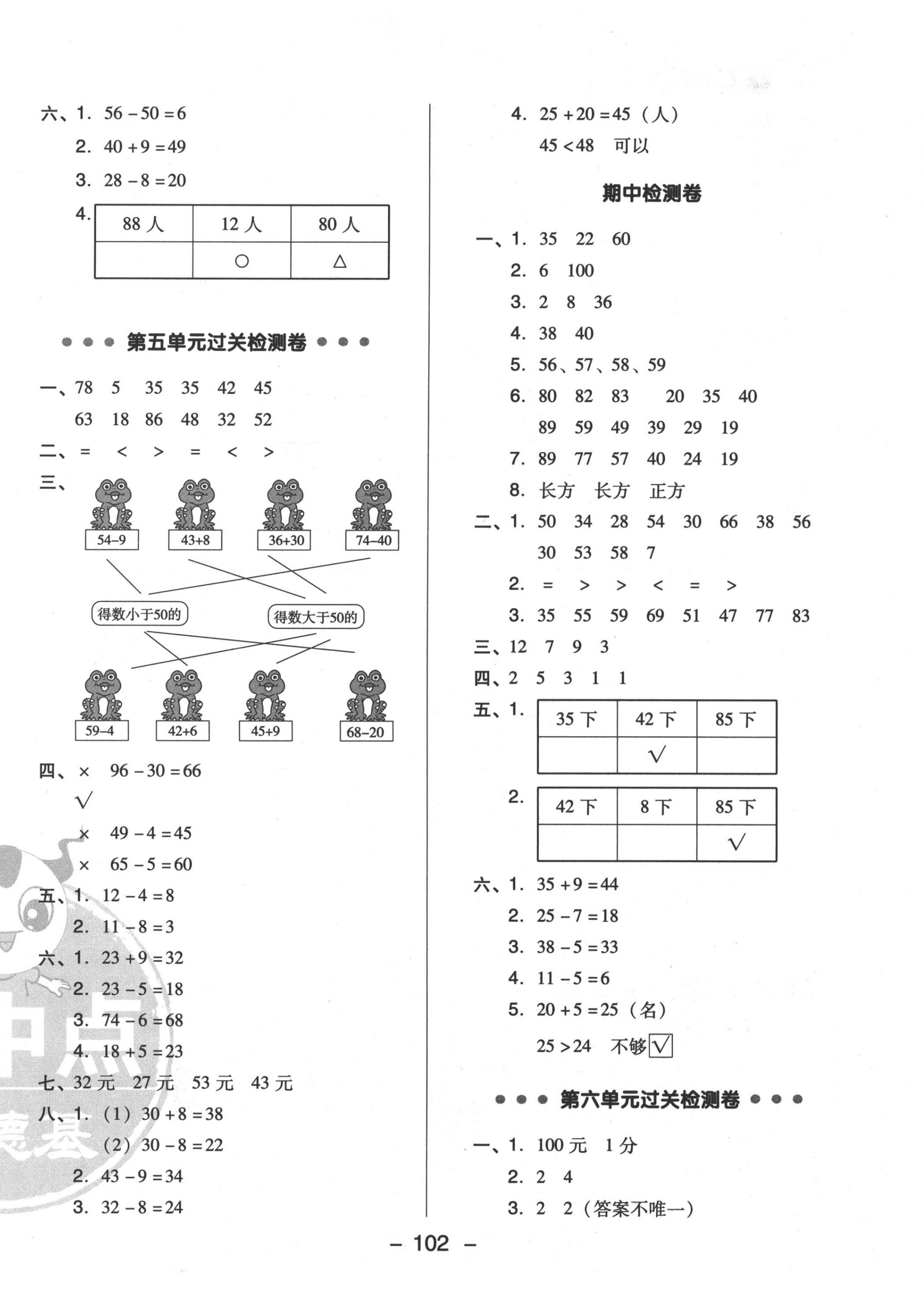 2020年綜合應(yīng)用創(chuàng)新題典中點(diǎn)一年級(jí)數(shù)學(xué)下冊(cè)青島版 參考答案第2頁(yè)