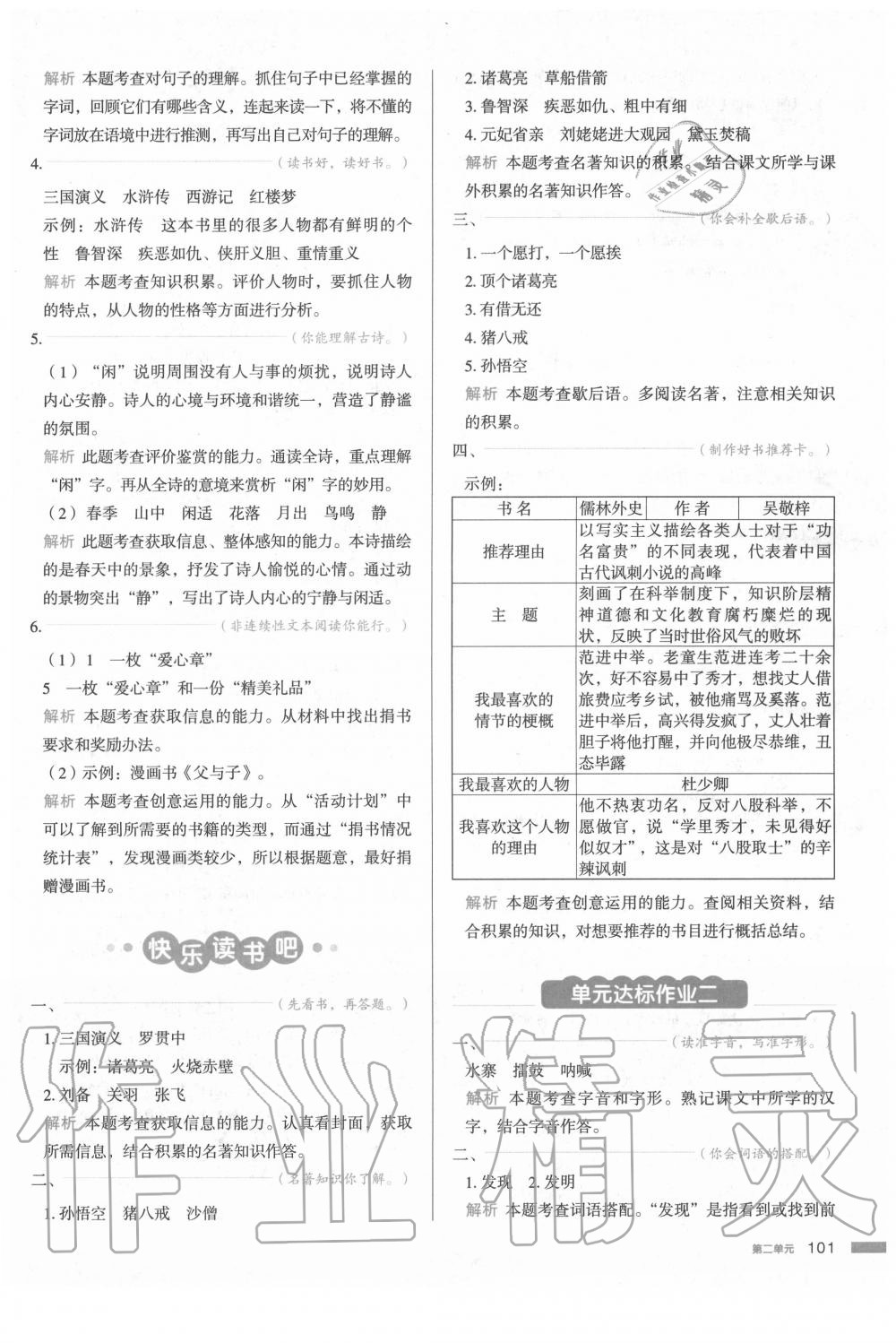 2020年我愛寫作業(yè)小學(xué)語(yǔ)文五年級(jí)下冊(cè)人教版 參考答案第8頁(yè)