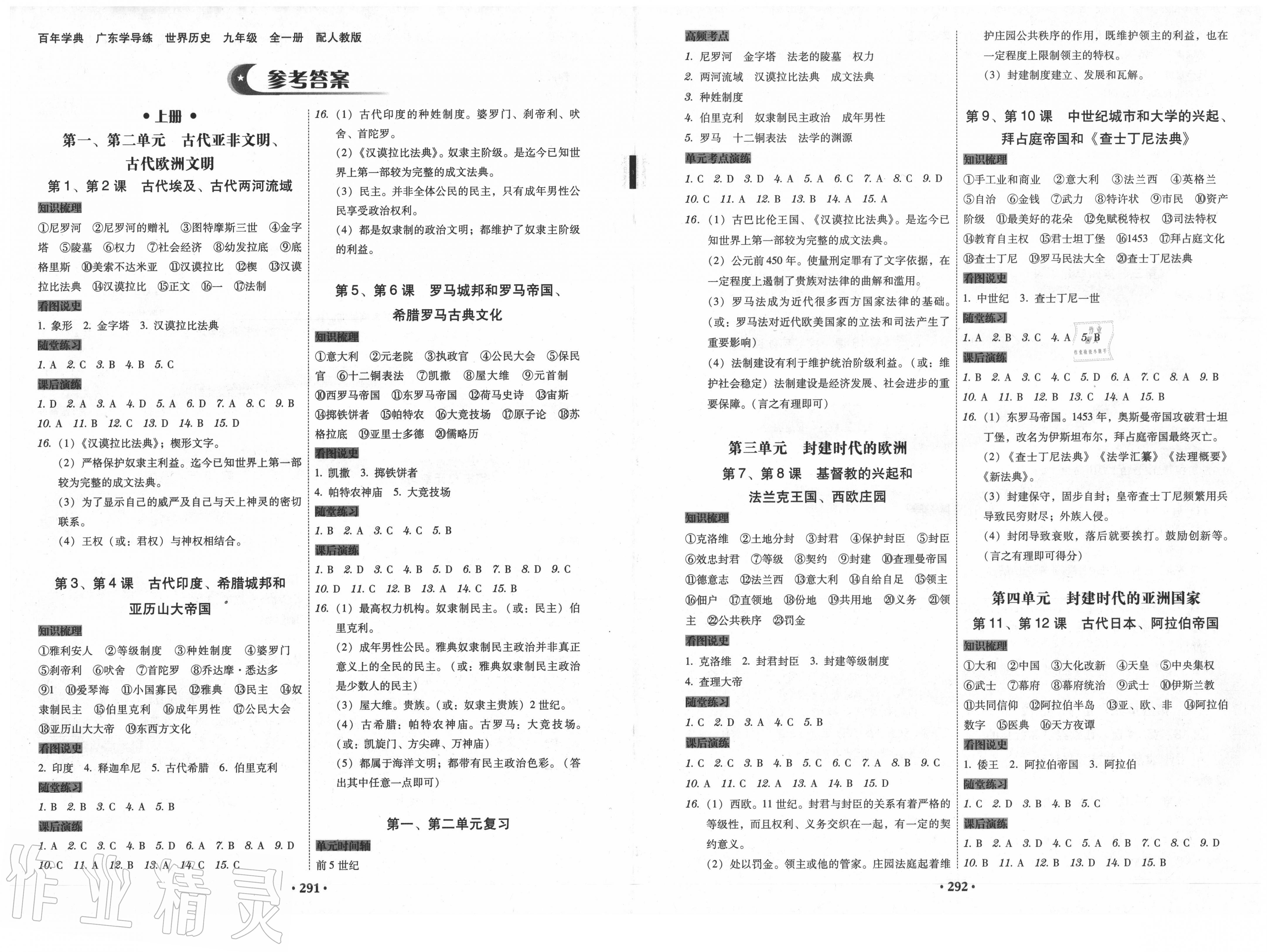 2019年百年學典廣東學導練九年級世界歷史全一冊人教版 第1頁