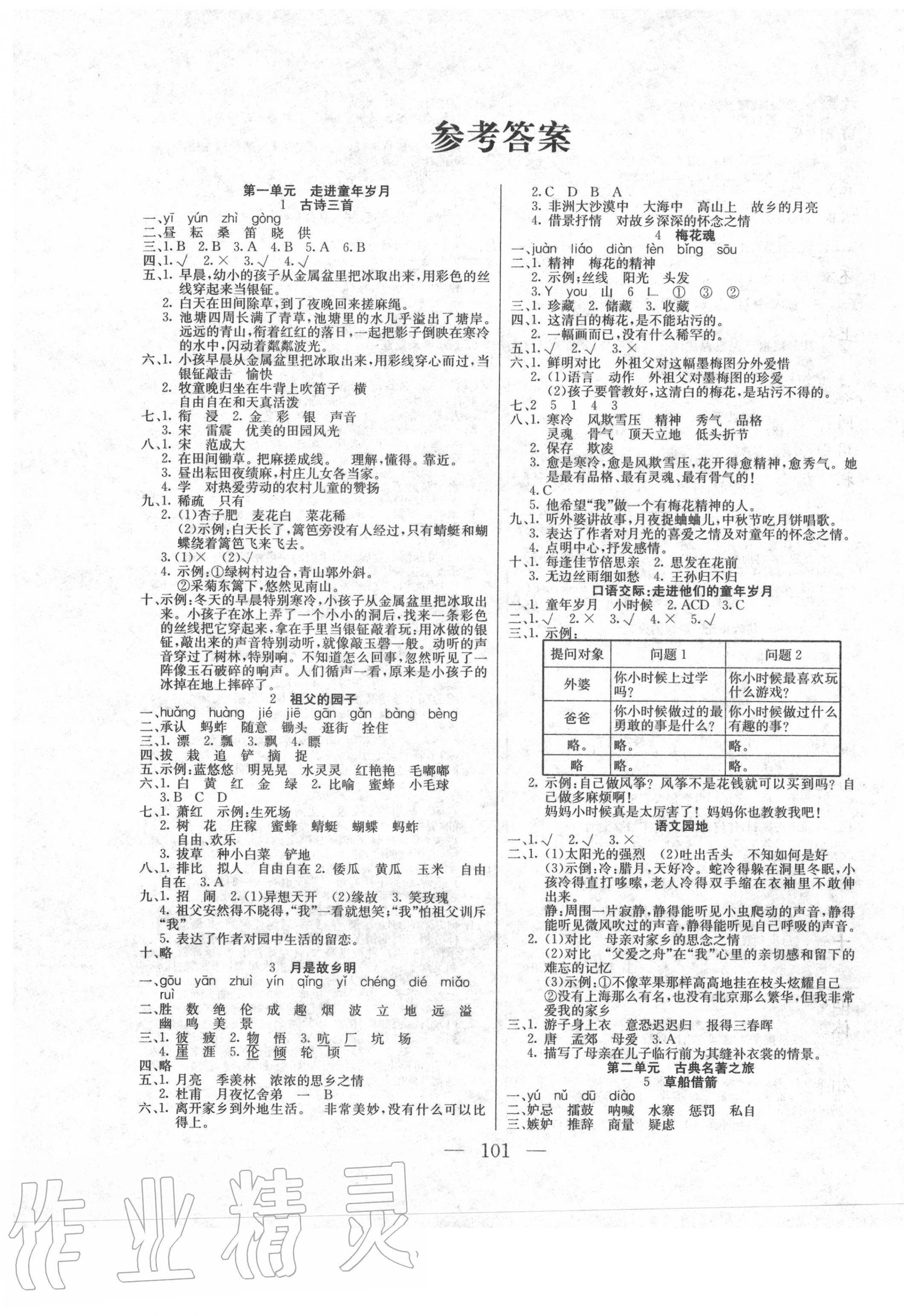 2020年同步課堂五年級語文下冊人教版云南人民出版社 第1頁