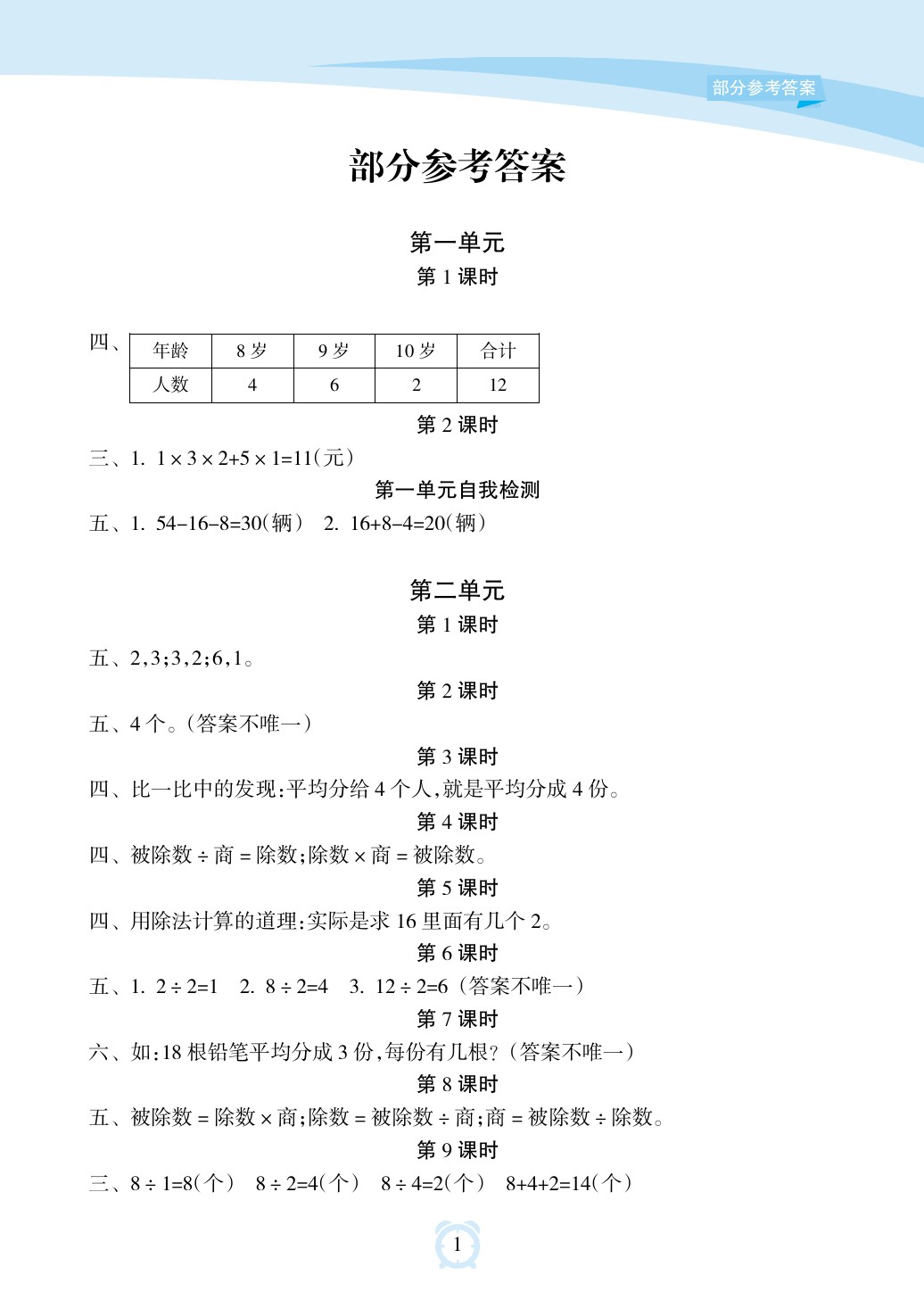 2020年新课程学习指导海南出版社二年级数学下册人教版 参考答案第1页