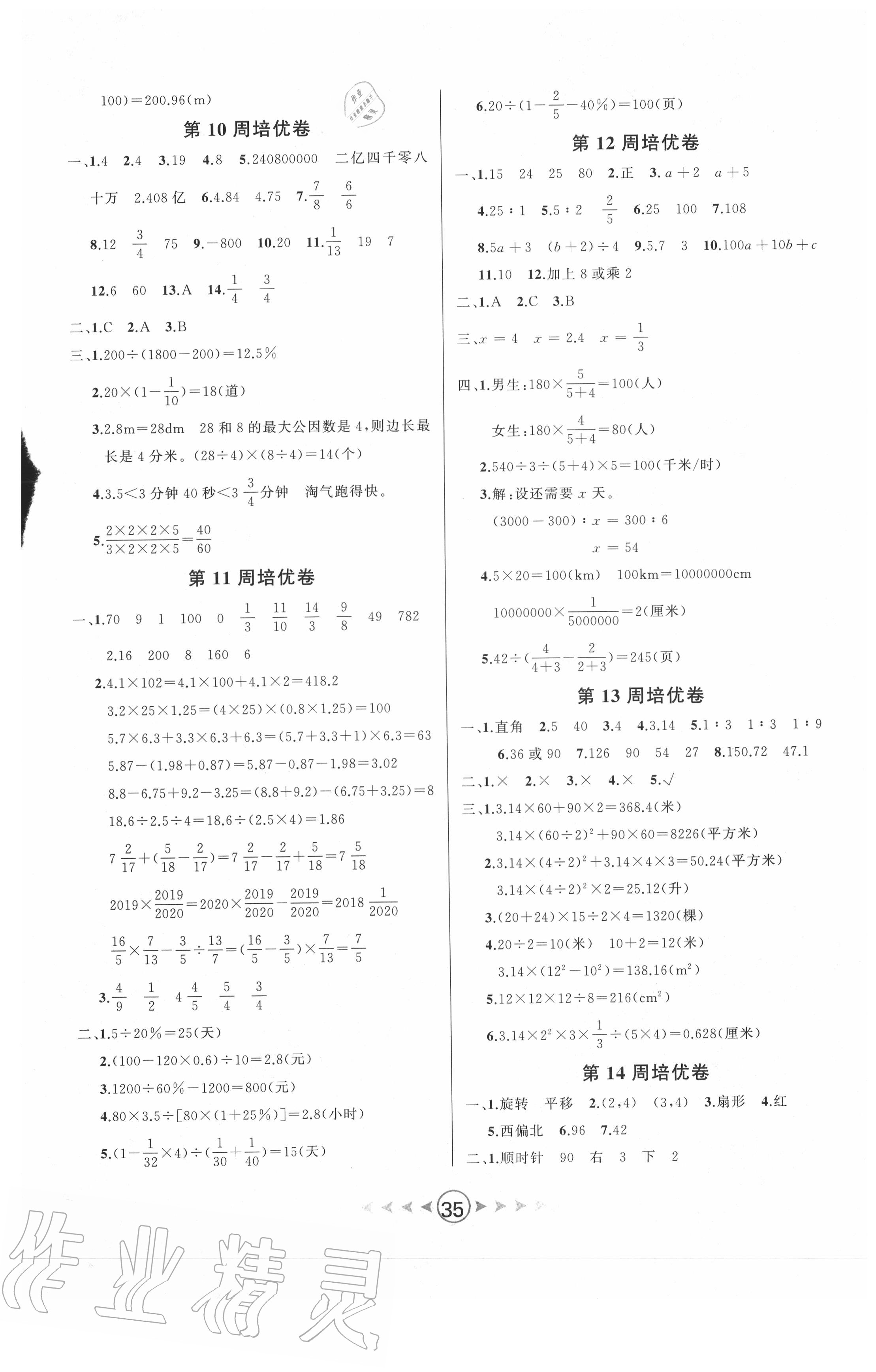 2020年優(yōu)卷總動員六年級數(shù)學(xué)下冊人教版 第3頁