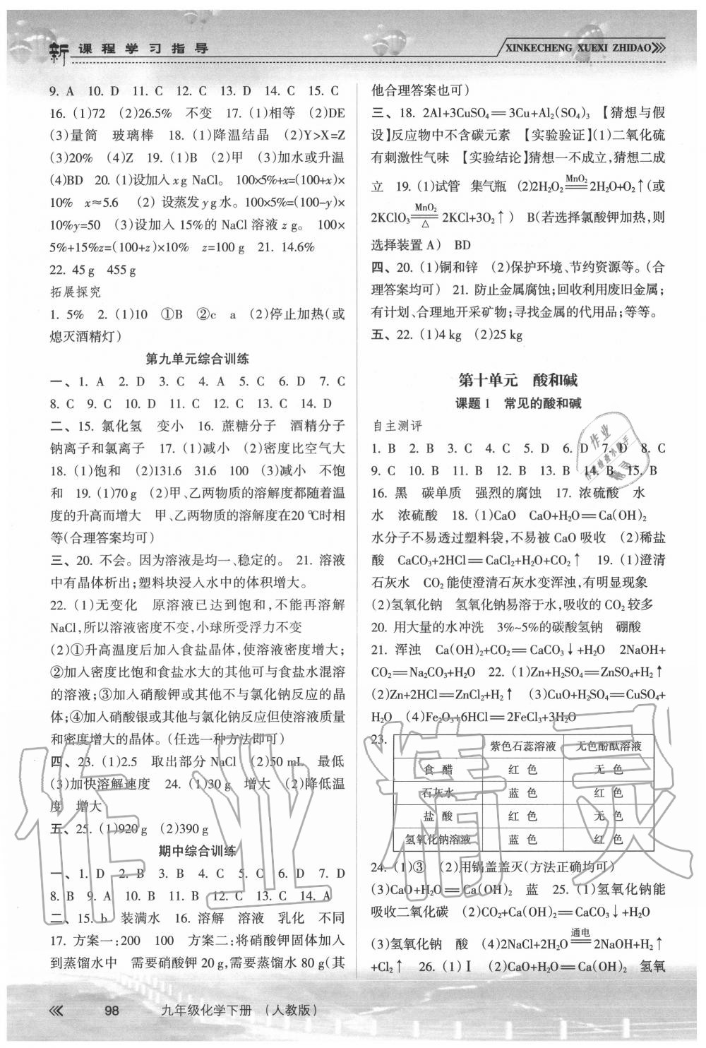 2020年新課程學(xué)習(xí)指導(dǎo)九年級化學(xué)下冊人教版南方出版社 第4頁