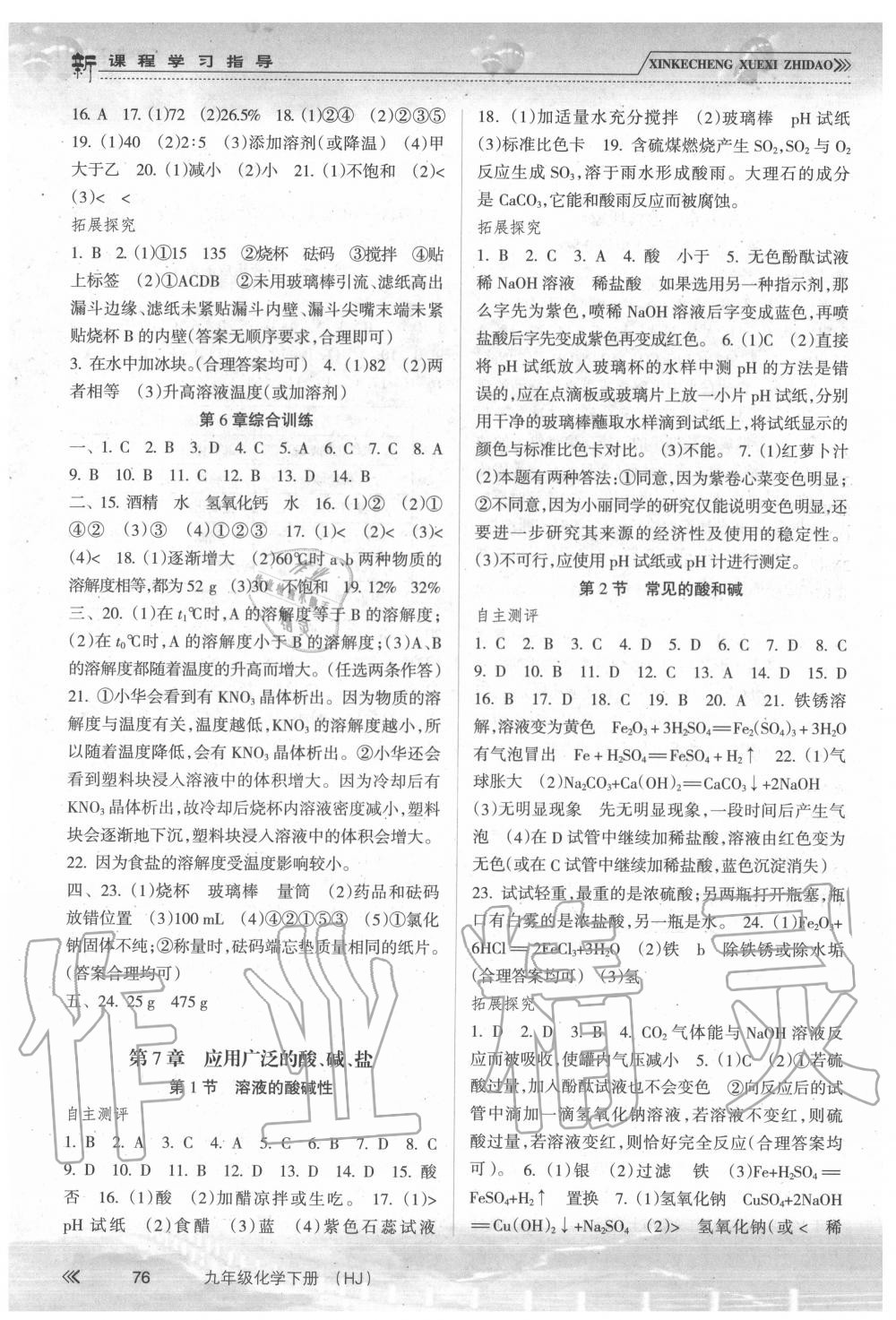 2020年新課程學習指導九年級化學下冊滬教版南方出版社 第2頁