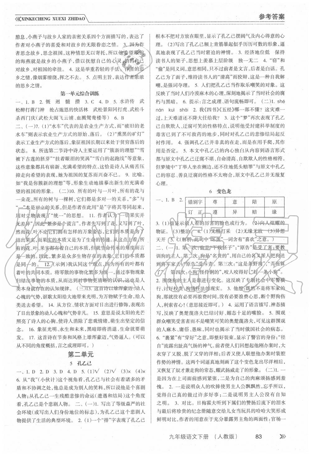 2020年新課程學(xué)習(xí)指導(dǎo)九年級(jí)語(yǔ)文下冊(cè)人教版南方出版社 第3頁(yè)