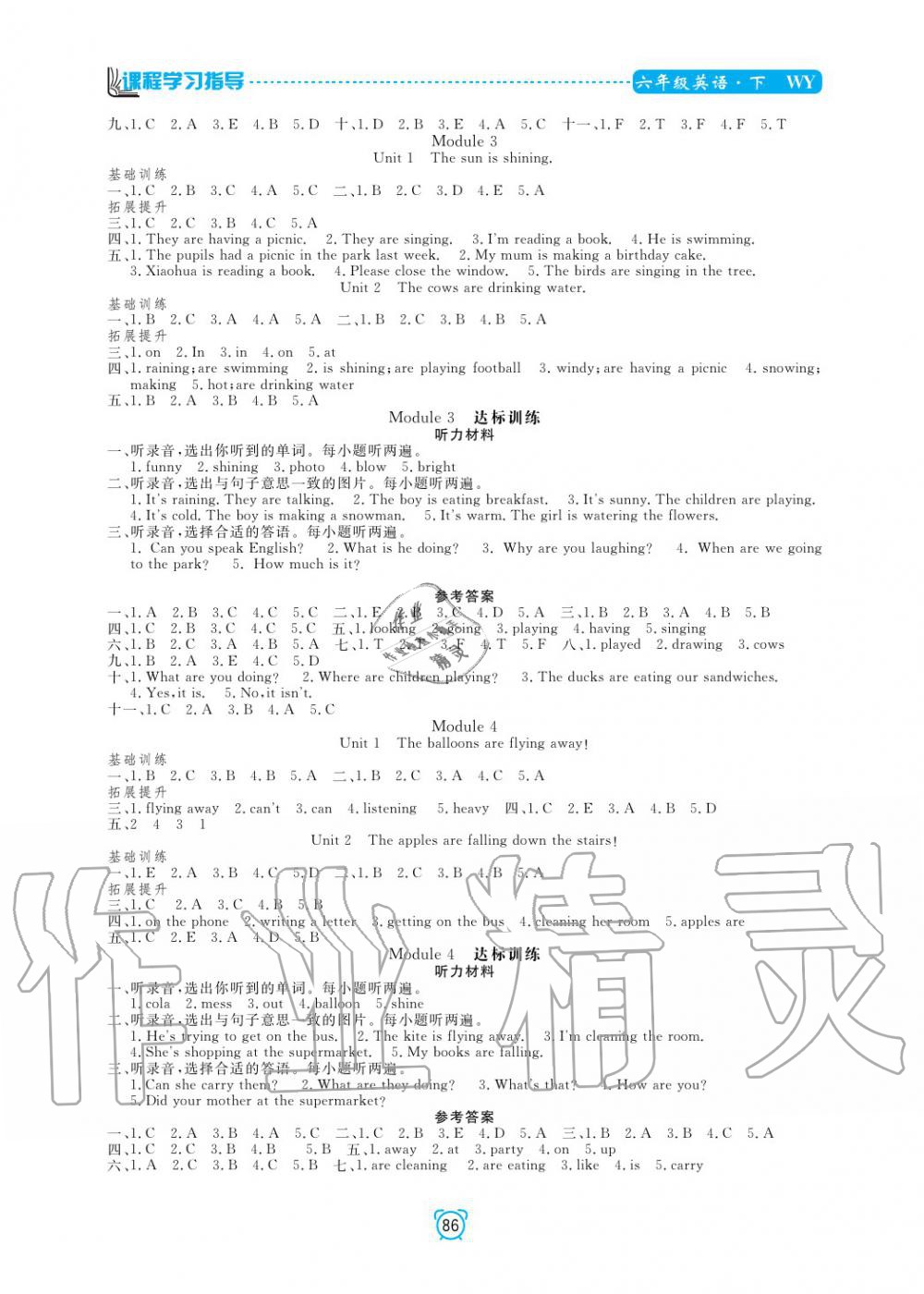 2020年新課程學(xué)習(xí)指導(dǎo)南方出版社六年級(jí)英語(yǔ)下冊(cè)外研版 參考答案第2頁(yè)