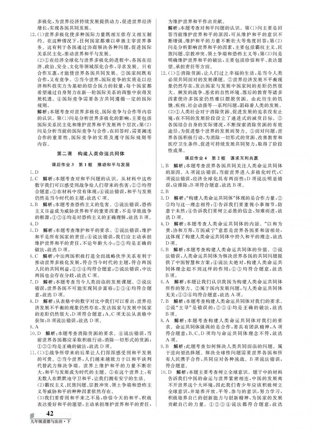 20春培優(yōu)A計劃九年級下冊道德與法治（部編版） 第2頁