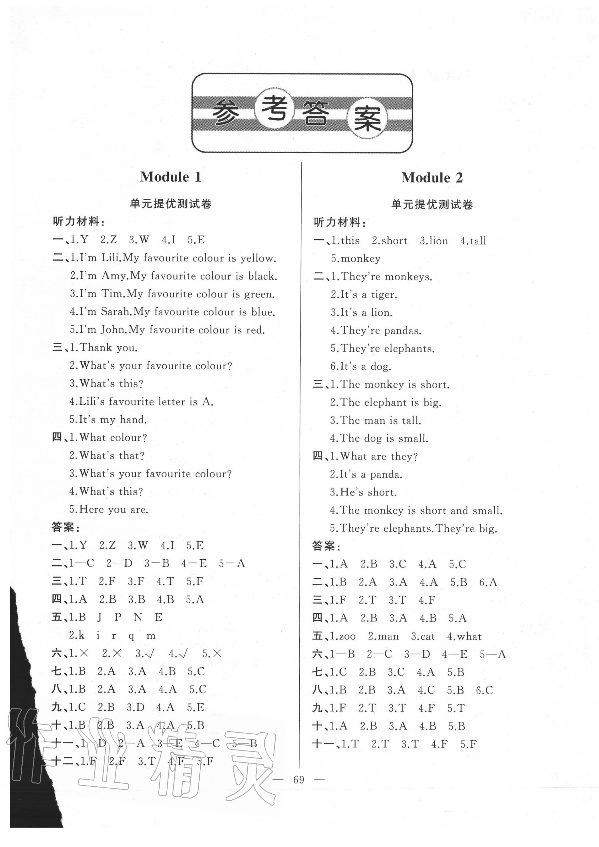 2020年單元測(cè)試卷三年級(jí)英語下冊(cè)外研版三起山東文藝出版社 第1頁