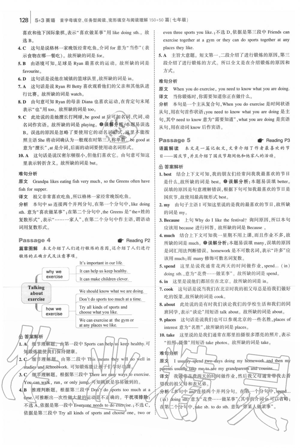 2020年53English首字母填空任務(wù)型閱讀完形填空與閱讀理解七年級 第2頁