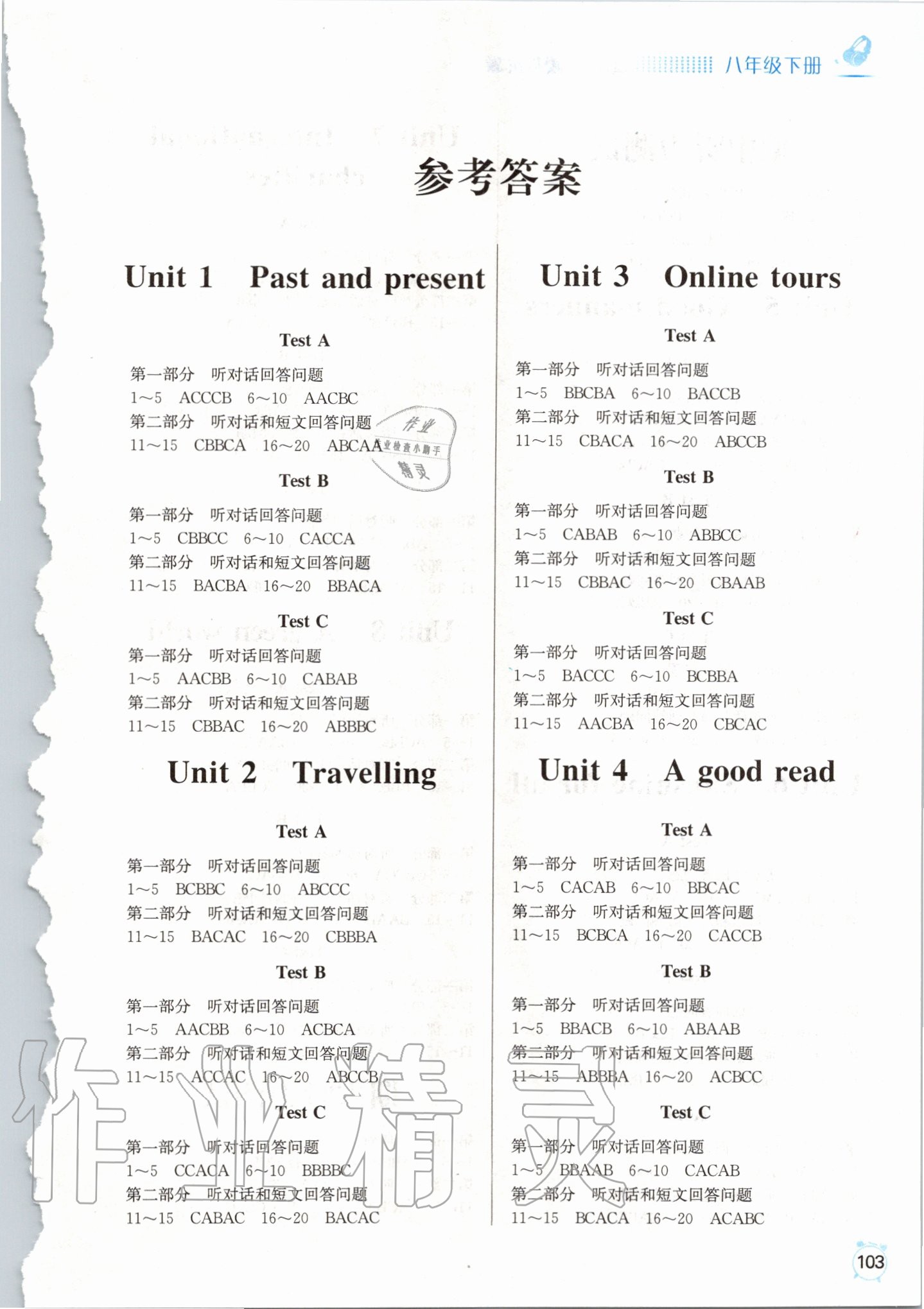 2020年江蘇省人機對話考試聽力模擬試題八年級英語下冊譯林版 第1頁