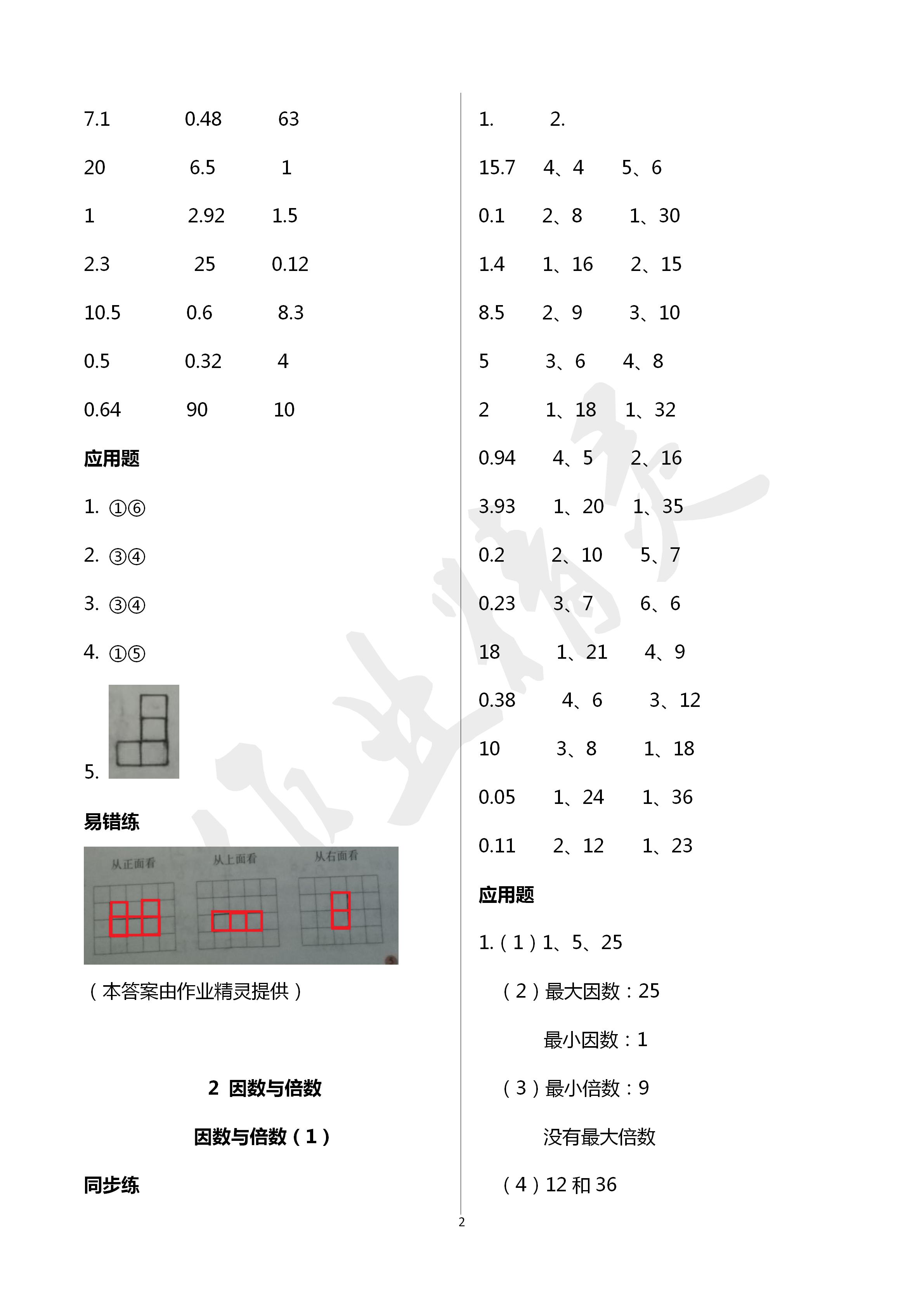 2020年口算應用題天天練五年級數學下冊人教版 第2頁