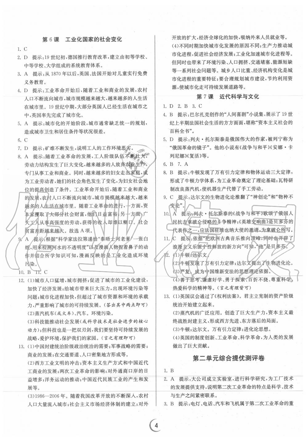 2020年实验班提优训练九年级历史下册人教版 第4页