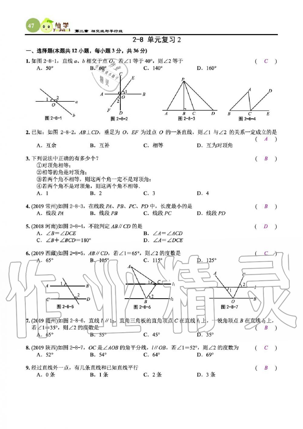 2020年課時(shí)分層作業(yè)本七年級(jí)數(shù)學(xué)下冊北師大版 參考答案第49頁