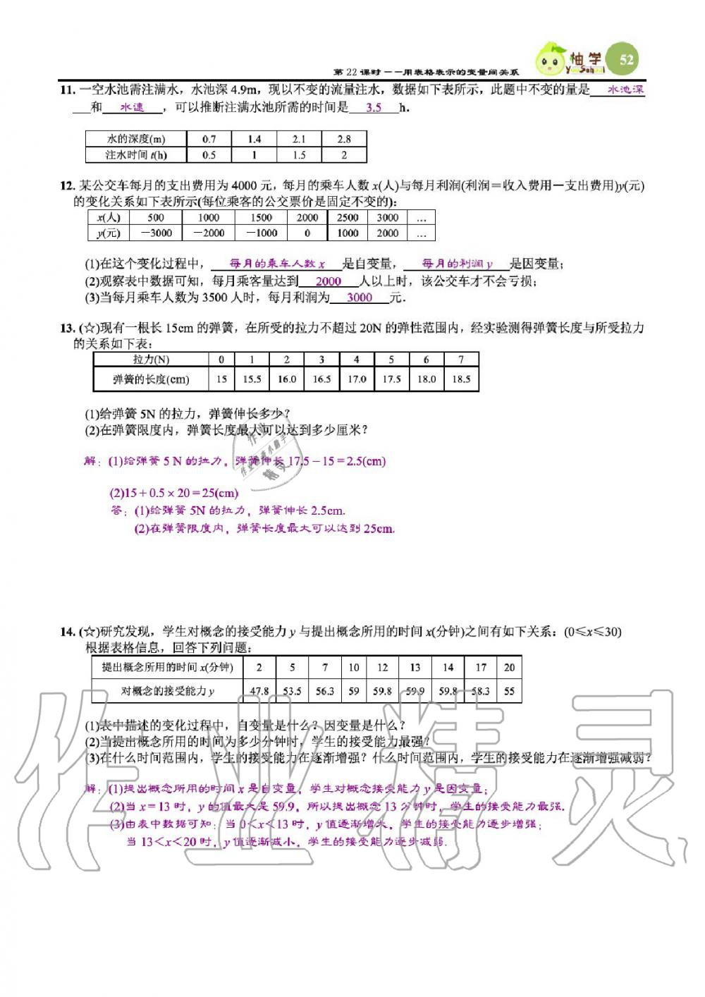 2020年課時(shí)分層作業(yè)本七年級(jí)數(shù)學(xué)下冊北師大版 參考答案第54頁