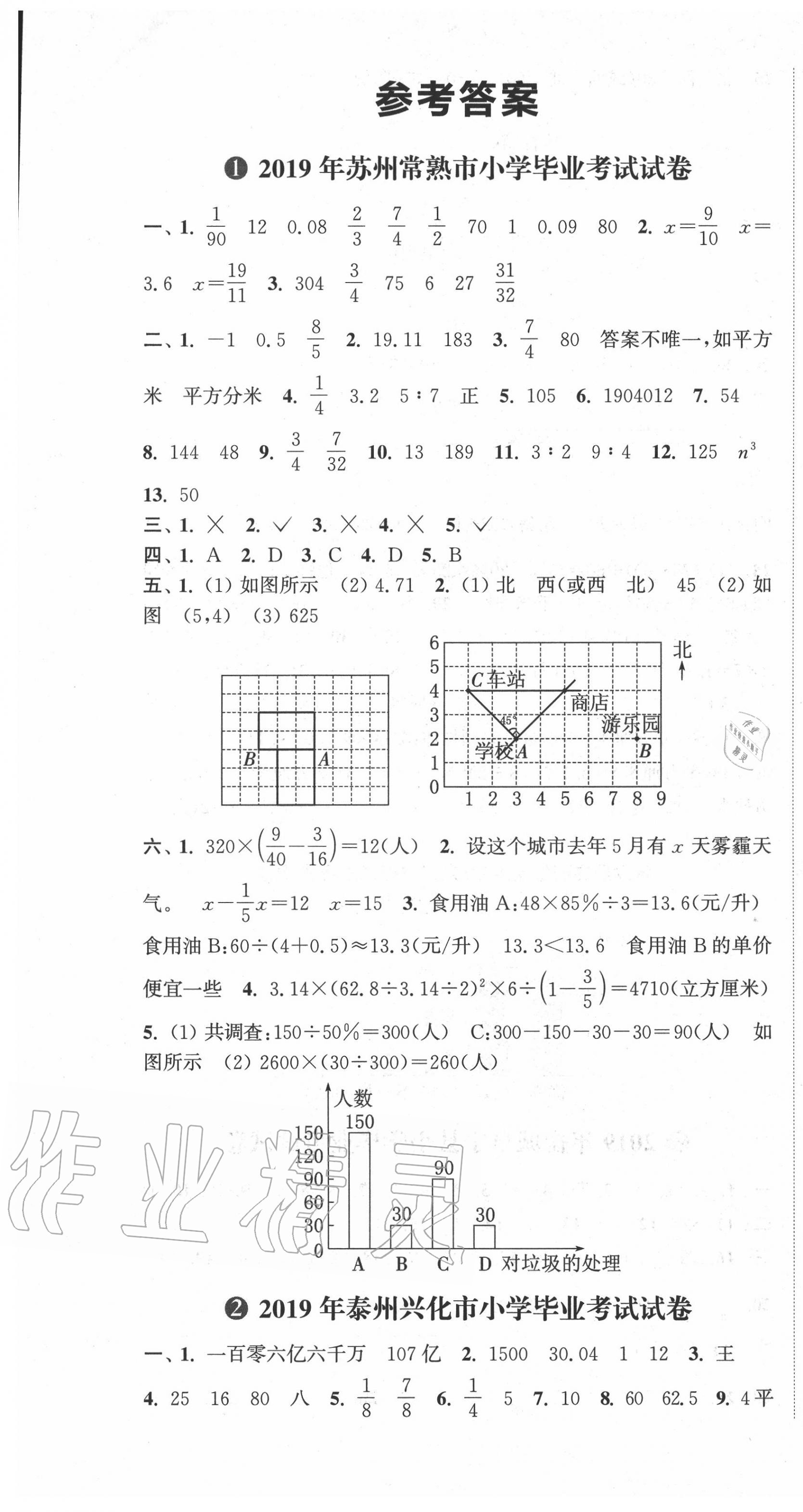 2020年小學(xué)畢業(yè)考試試卷精編數(shù)學(xué)江蘇專版 第1頁