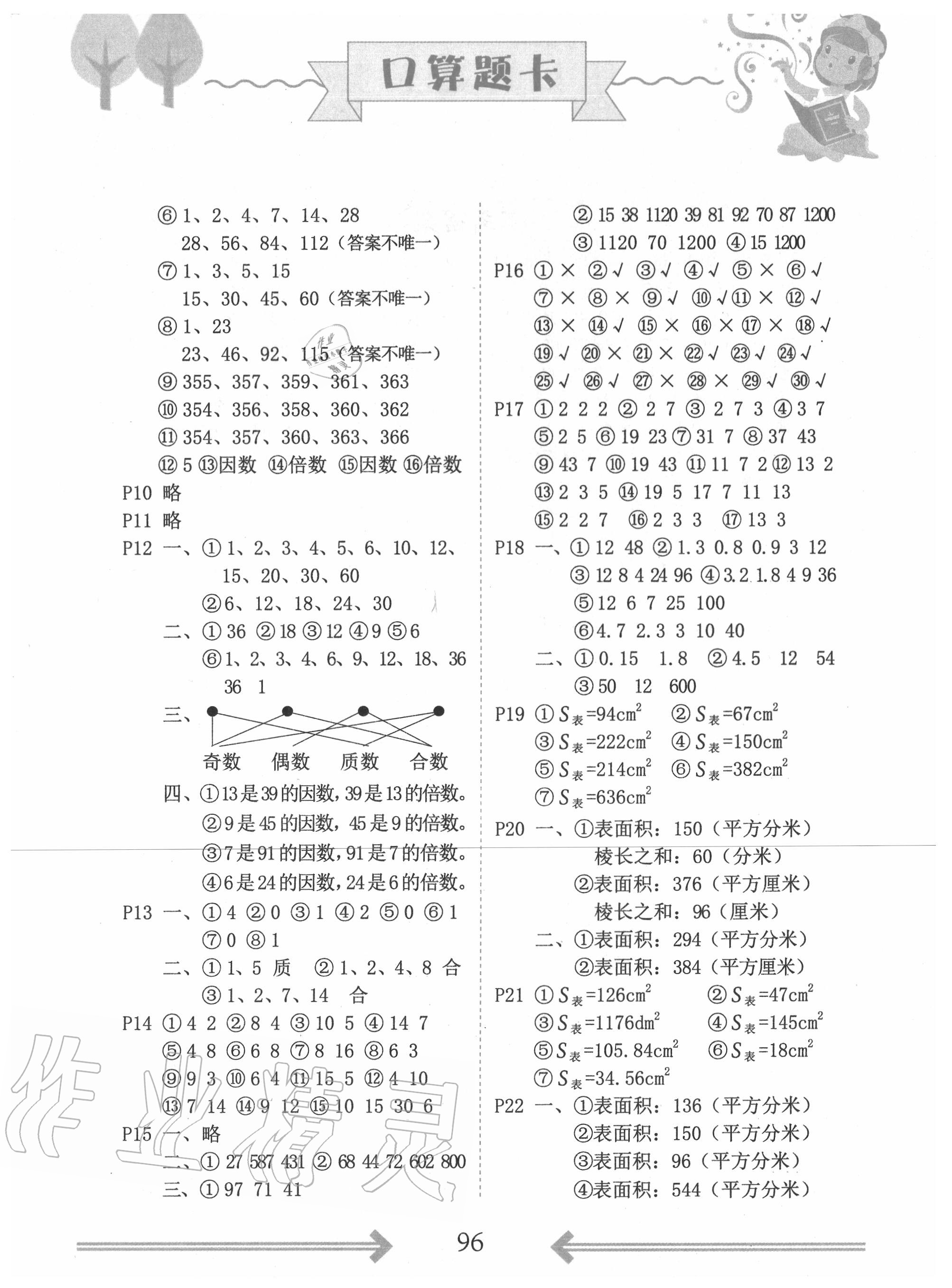 2020年口算題卡五年級下冊人教版中州古籍出版社 第2頁