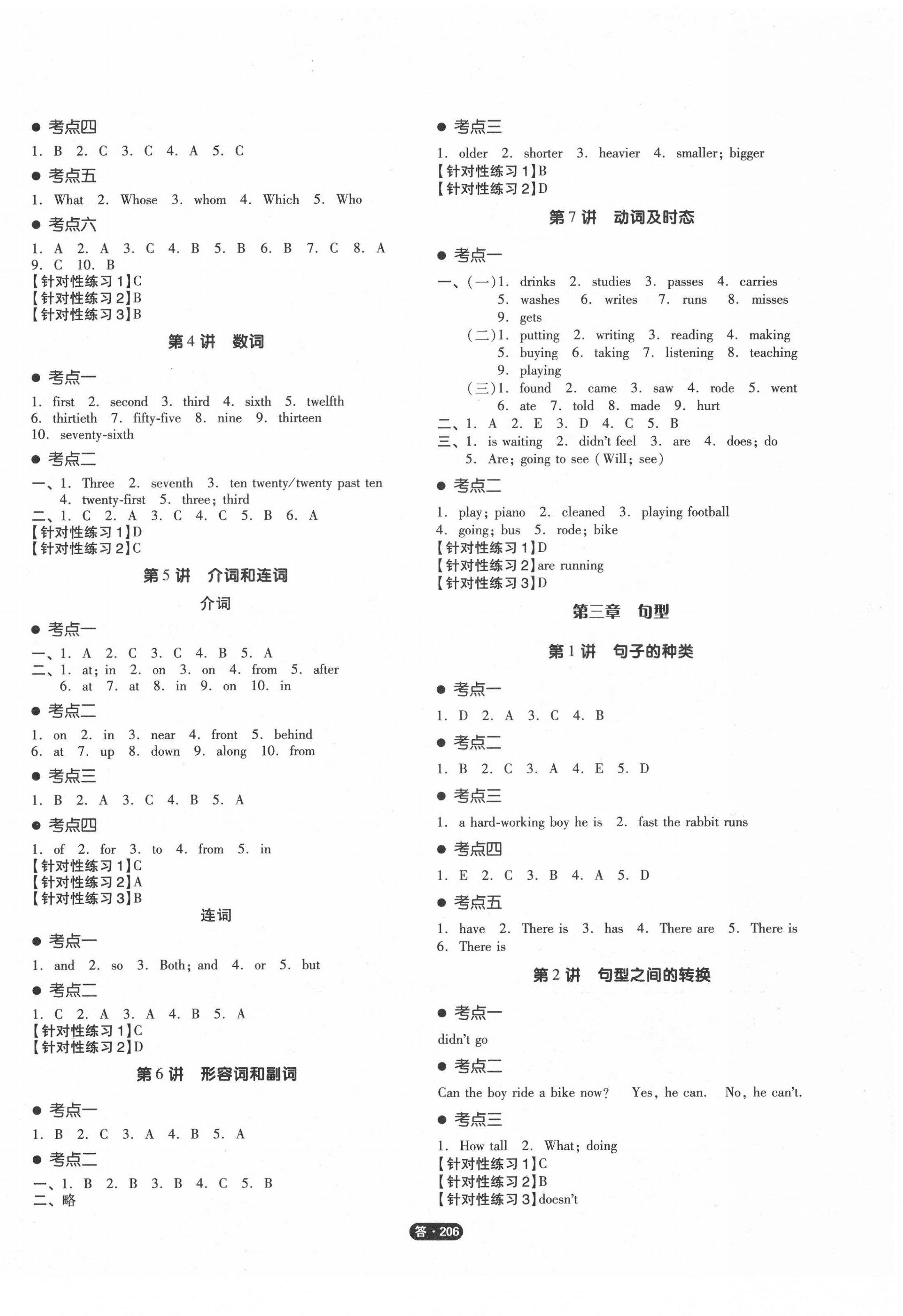 2020年全品小學(xué)總復(fù)習(xí)英語(yǔ) 參考答案第2頁(yè)