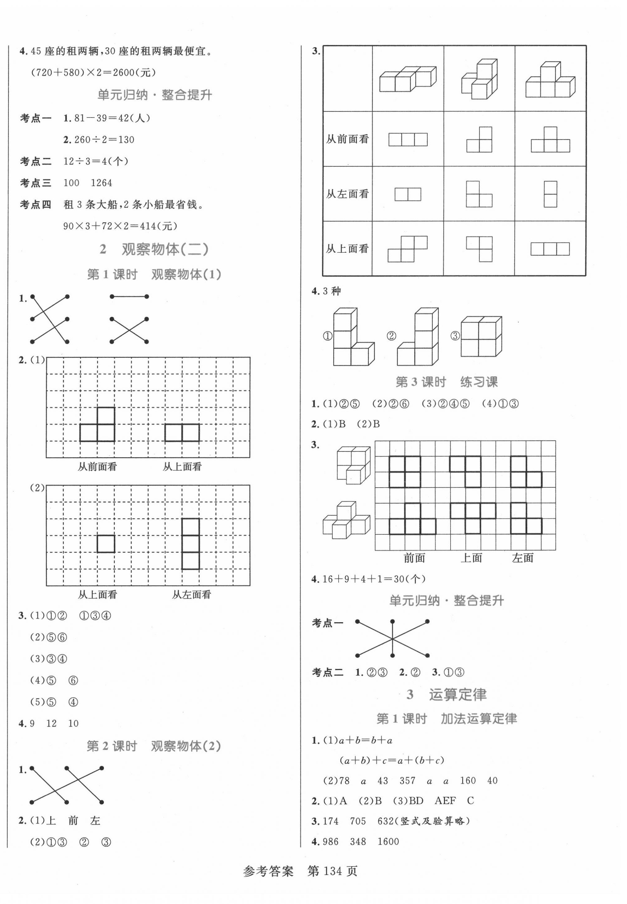 2020年黃岡名師天天練四年級數(shù)學(xué)下冊人教版 參考答案第2頁